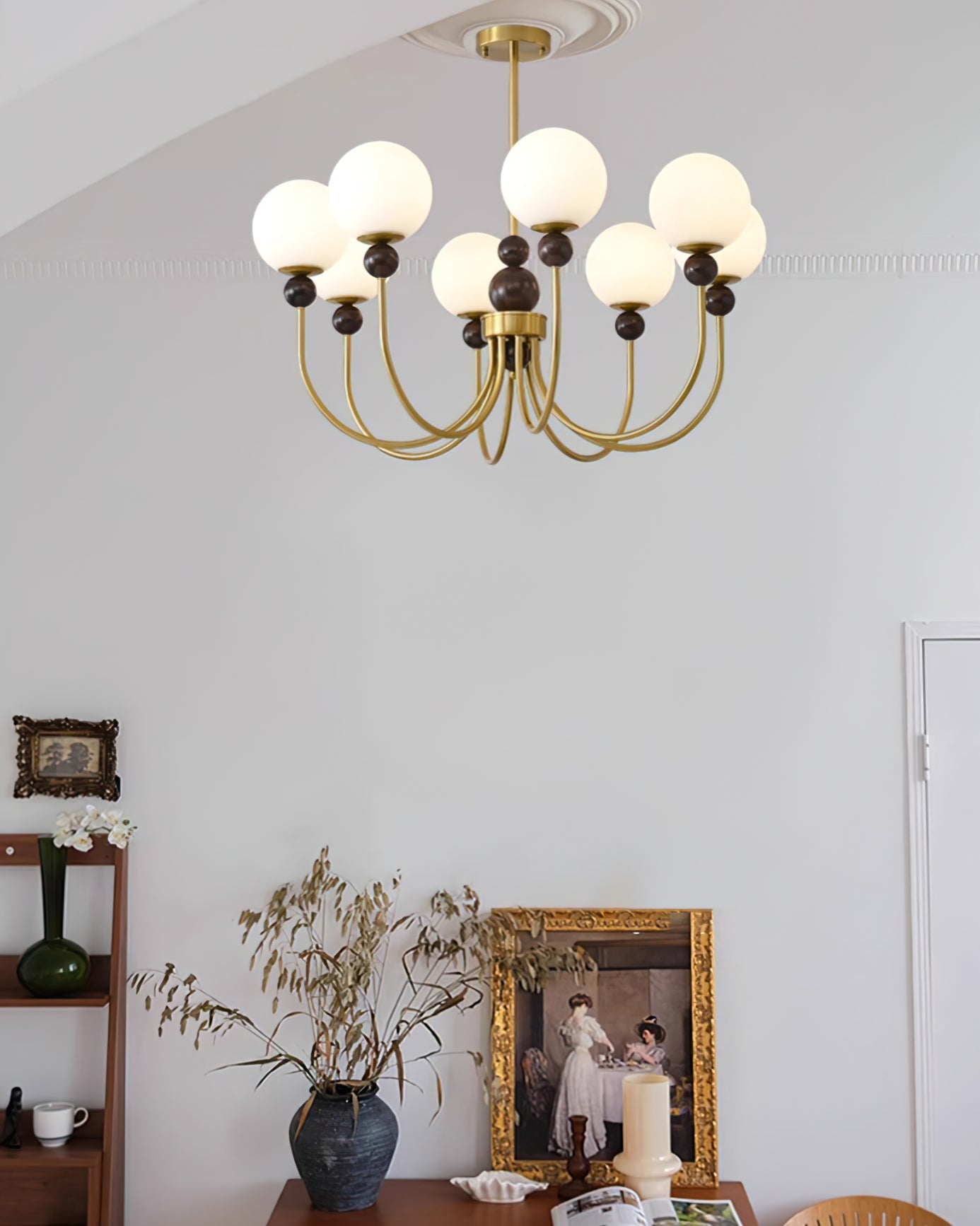 Chandelier Glass Globe Arms Dining Living - Letslighting