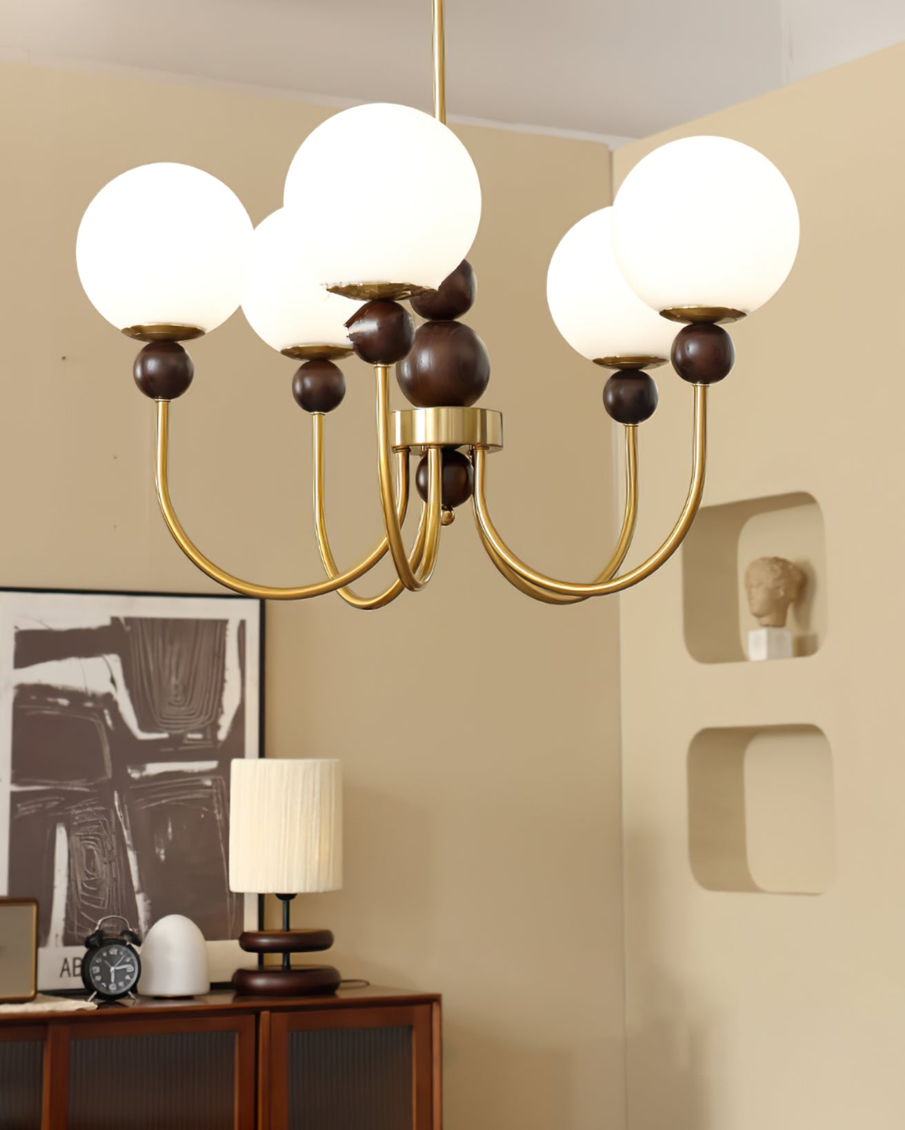 Chandelier Glass Globe Arms Dining Living - Letslighting
