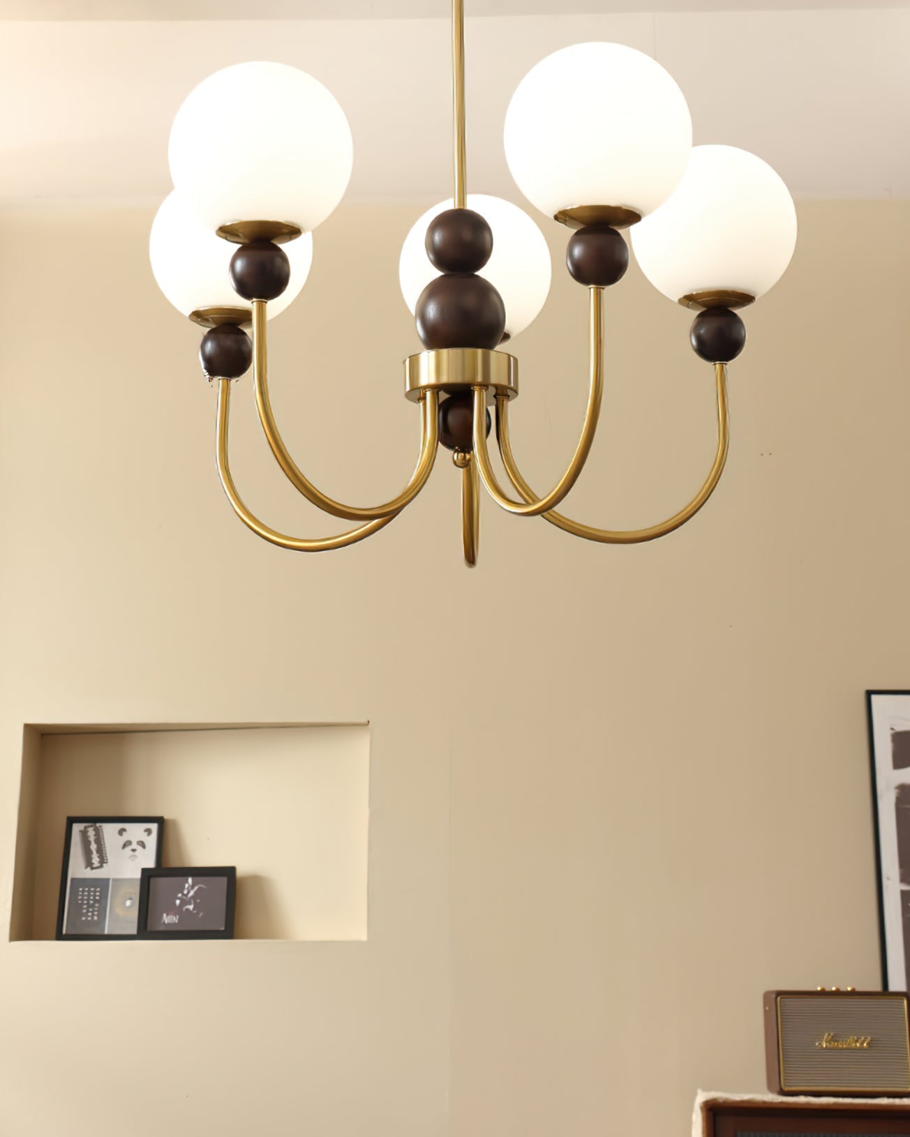 Chandelier Glass Globe Arms Dining Living - Letslighting