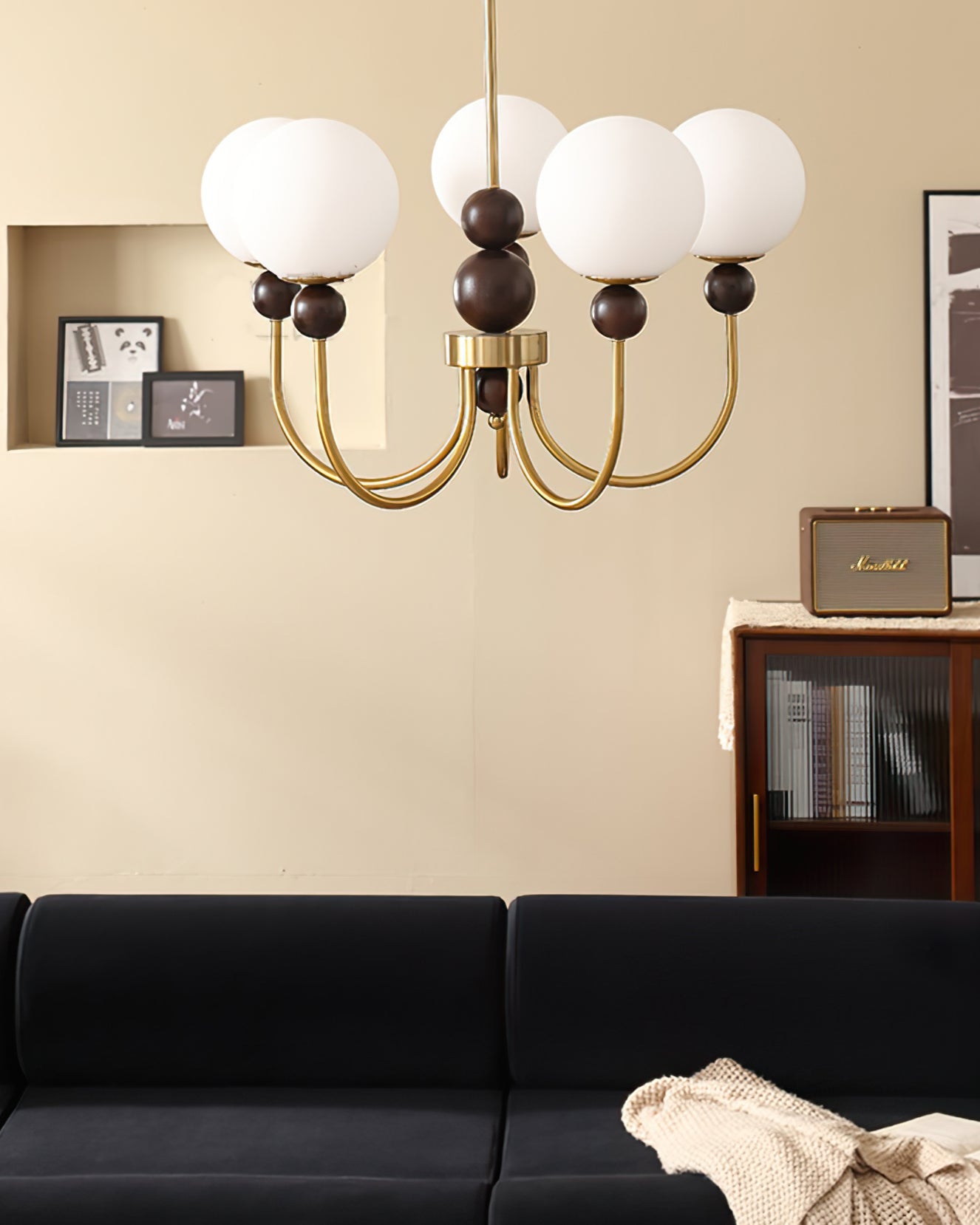 Chandelier Glass Globe Arms Dining Living - Letslighting