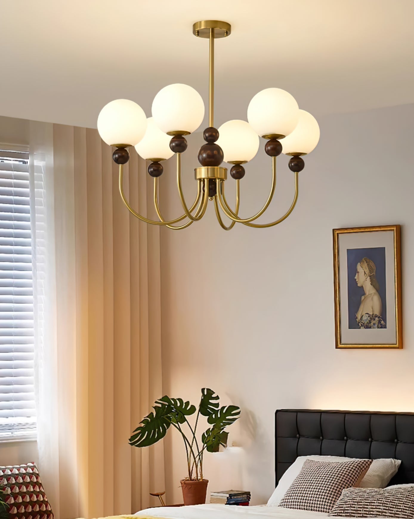 Chandelier Glass Globe Arms Dining Living - Letslighting