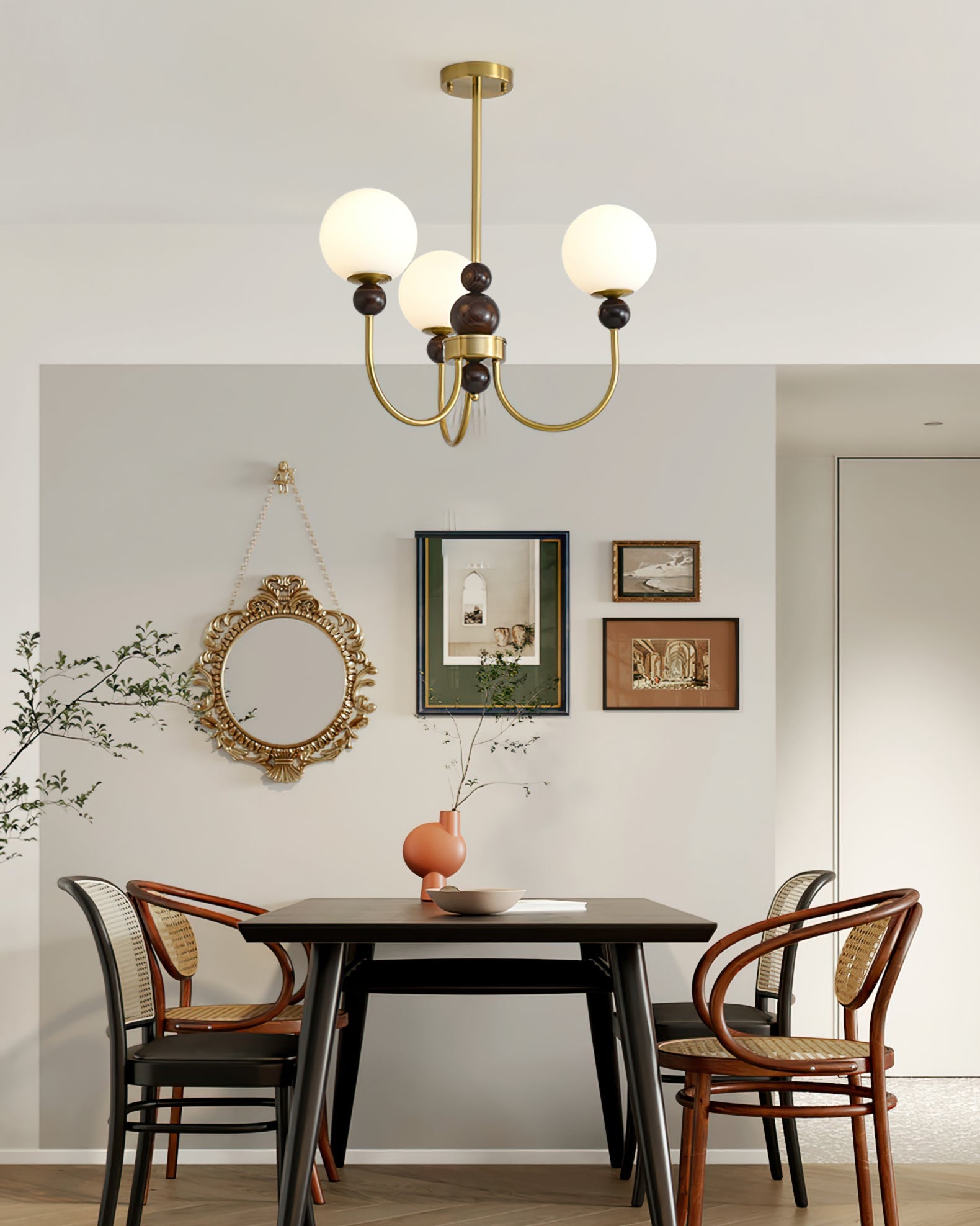 Chandelier Glass Globe Arms Dining Living - Letslighting