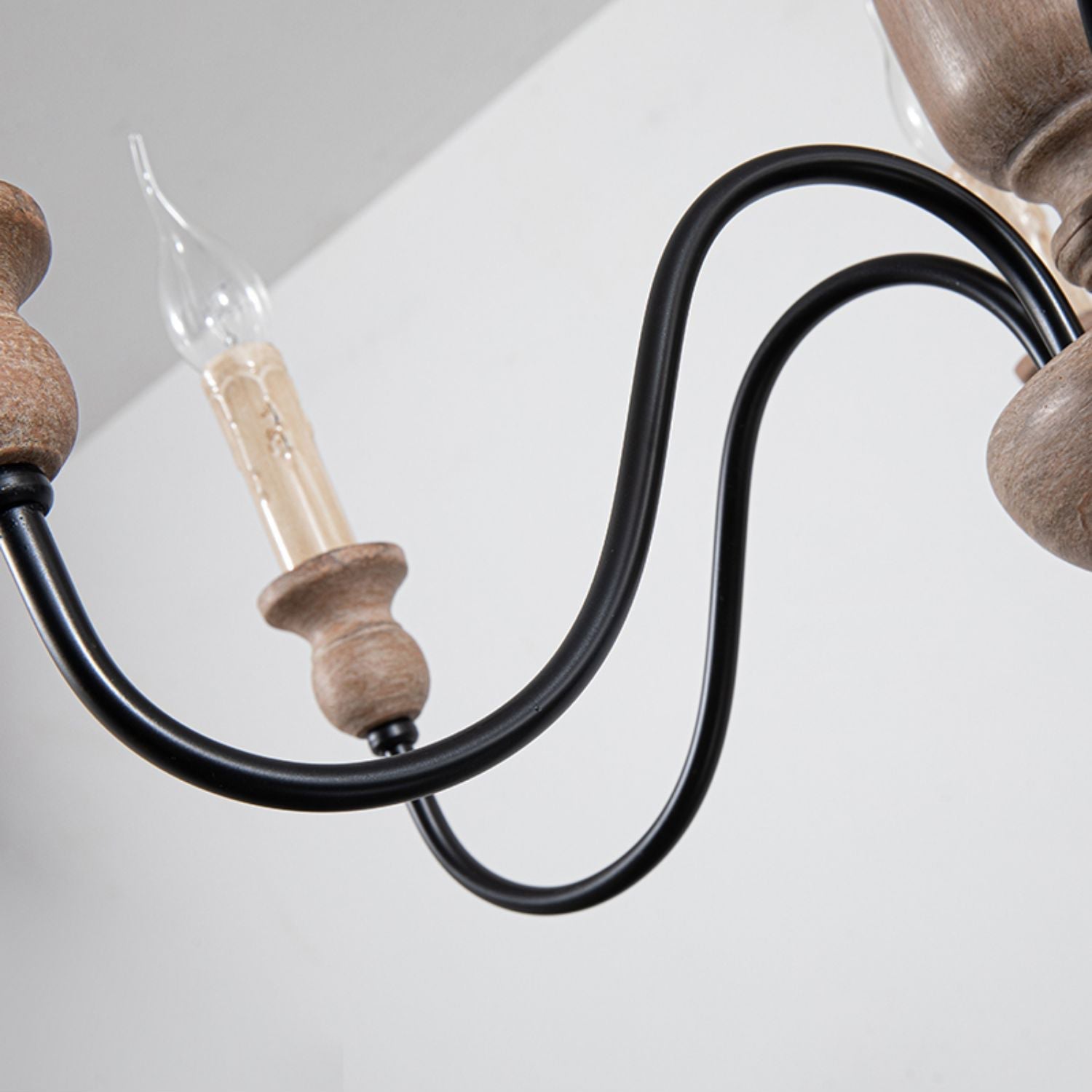Aella Industrial Wooden Candle-style Chandelier - Letslighting