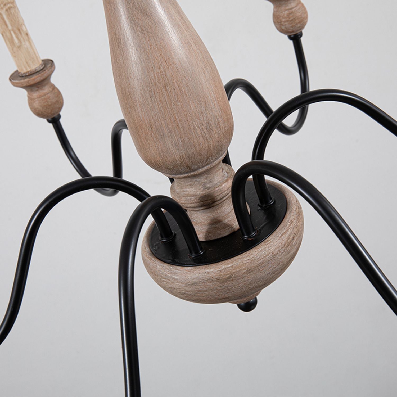 Aella Industrial Wooden Candle-style Chandelier - Letslighting