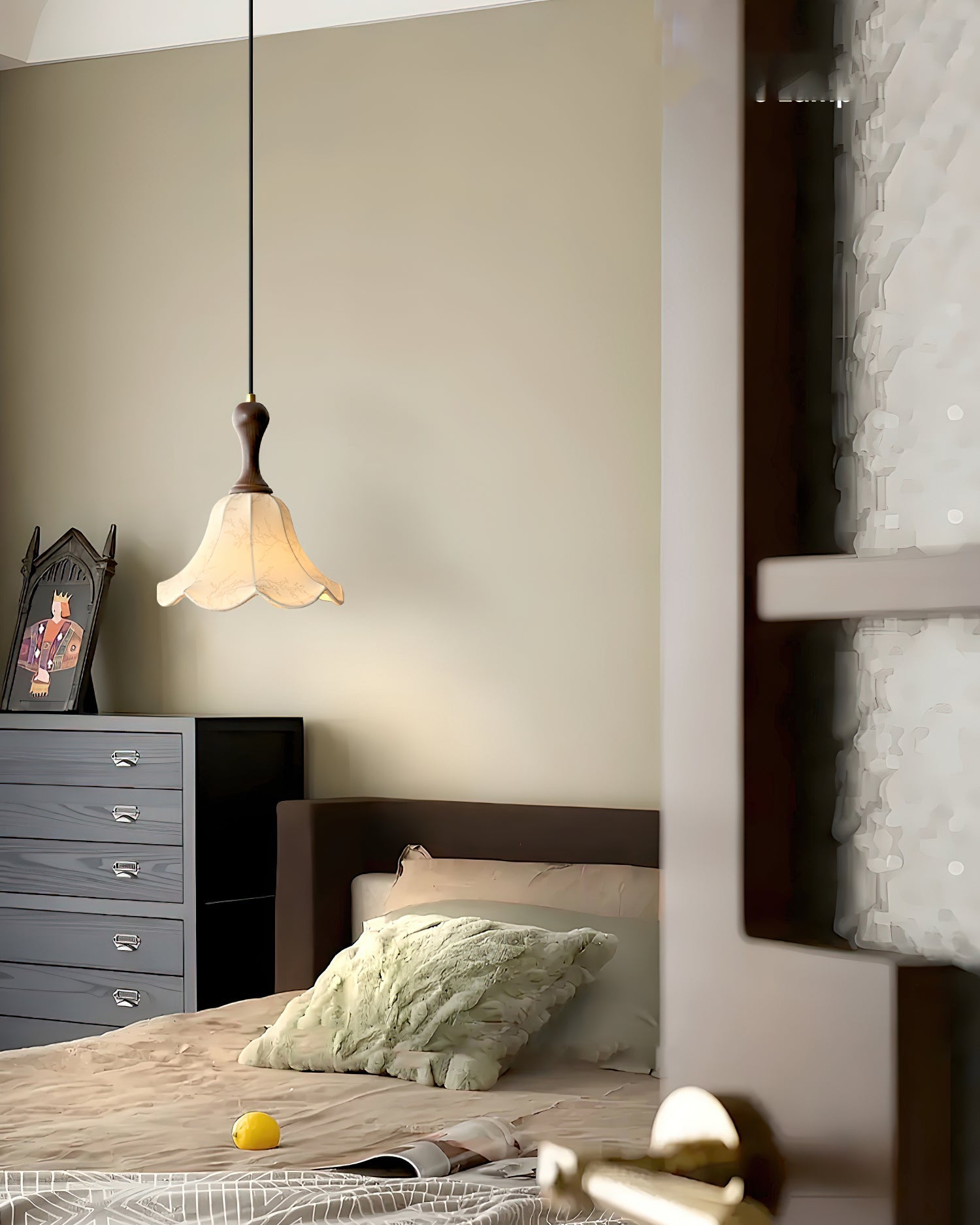 Agnes Pendant Light Fabric Shade Floral Pattern Cozy Interiors - Letslighting