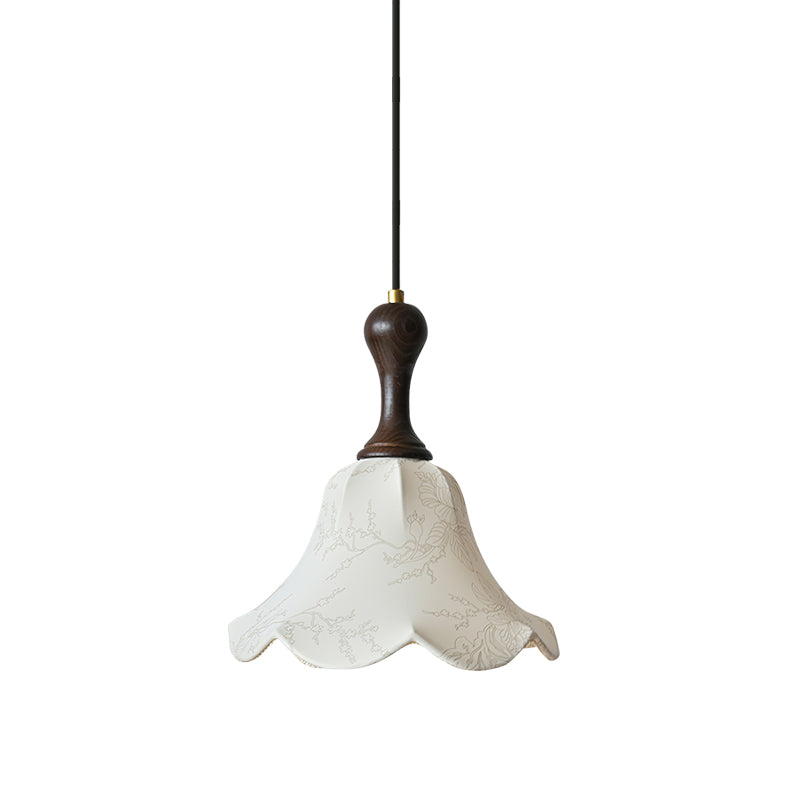 Agnes Pendant Light Fabric Shade Floral Pattern Cozy Interiors - Letslighting