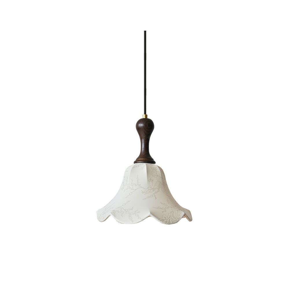 Agnes Pendant Light Fabric Shade Floral Pattern Cozy Interiors - Letslighting
