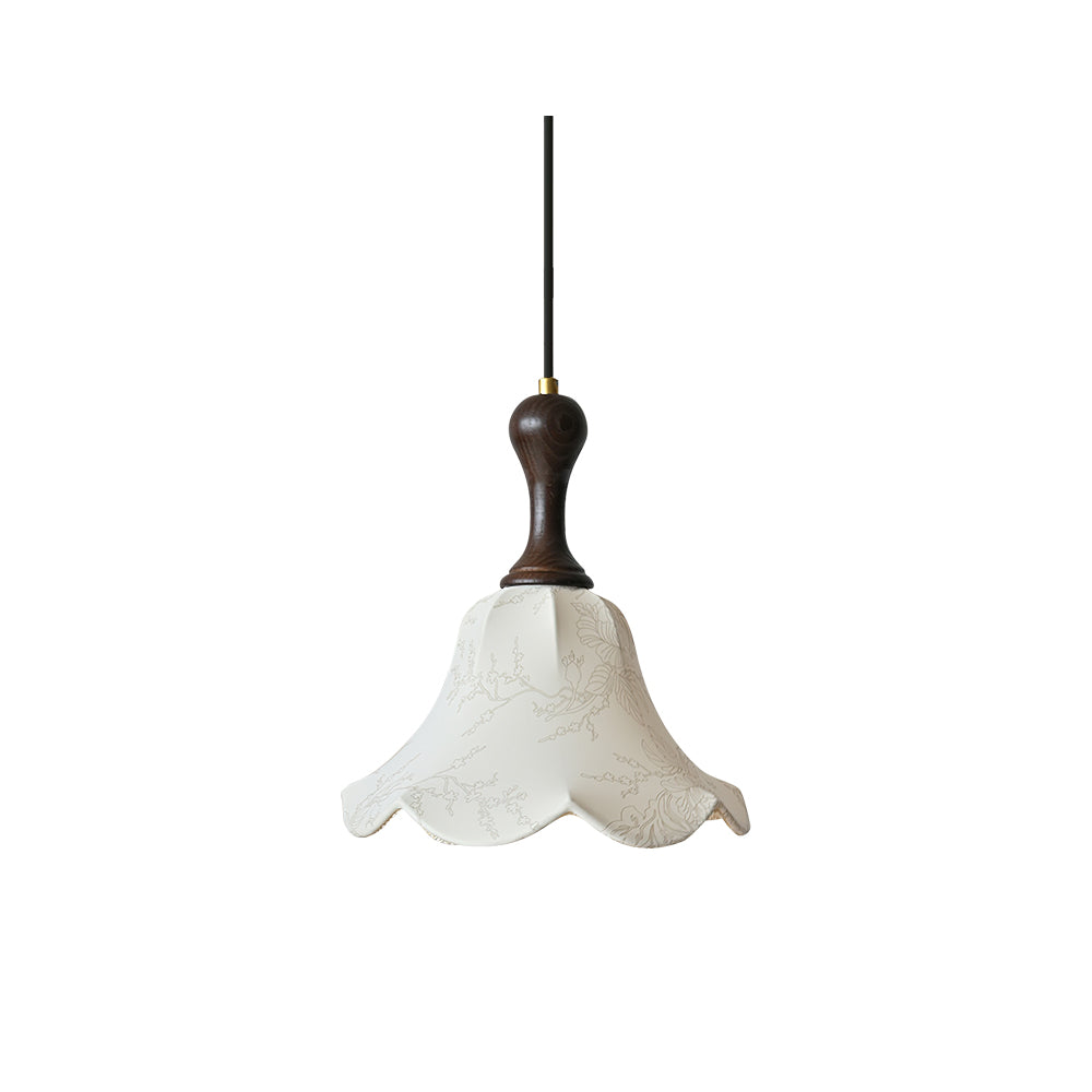 Agnes Pendant Light Fabric Shade Floral Pattern Cozy Interiors - Letslighting