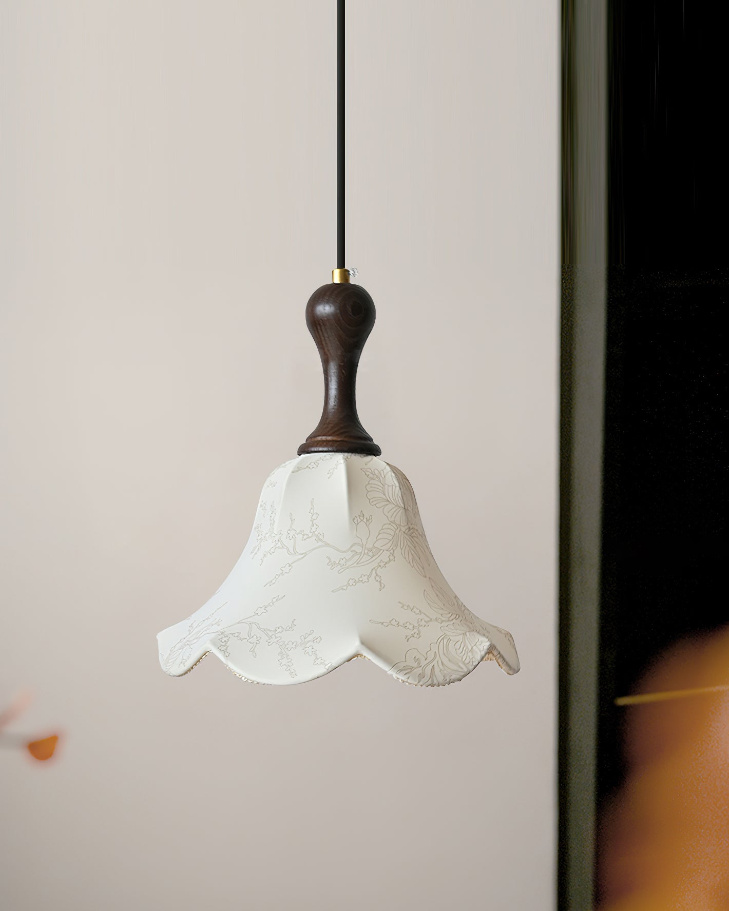 Agnes Pendant Light Fabric Shade Floral Pattern Cozy Interiors - Letslighting