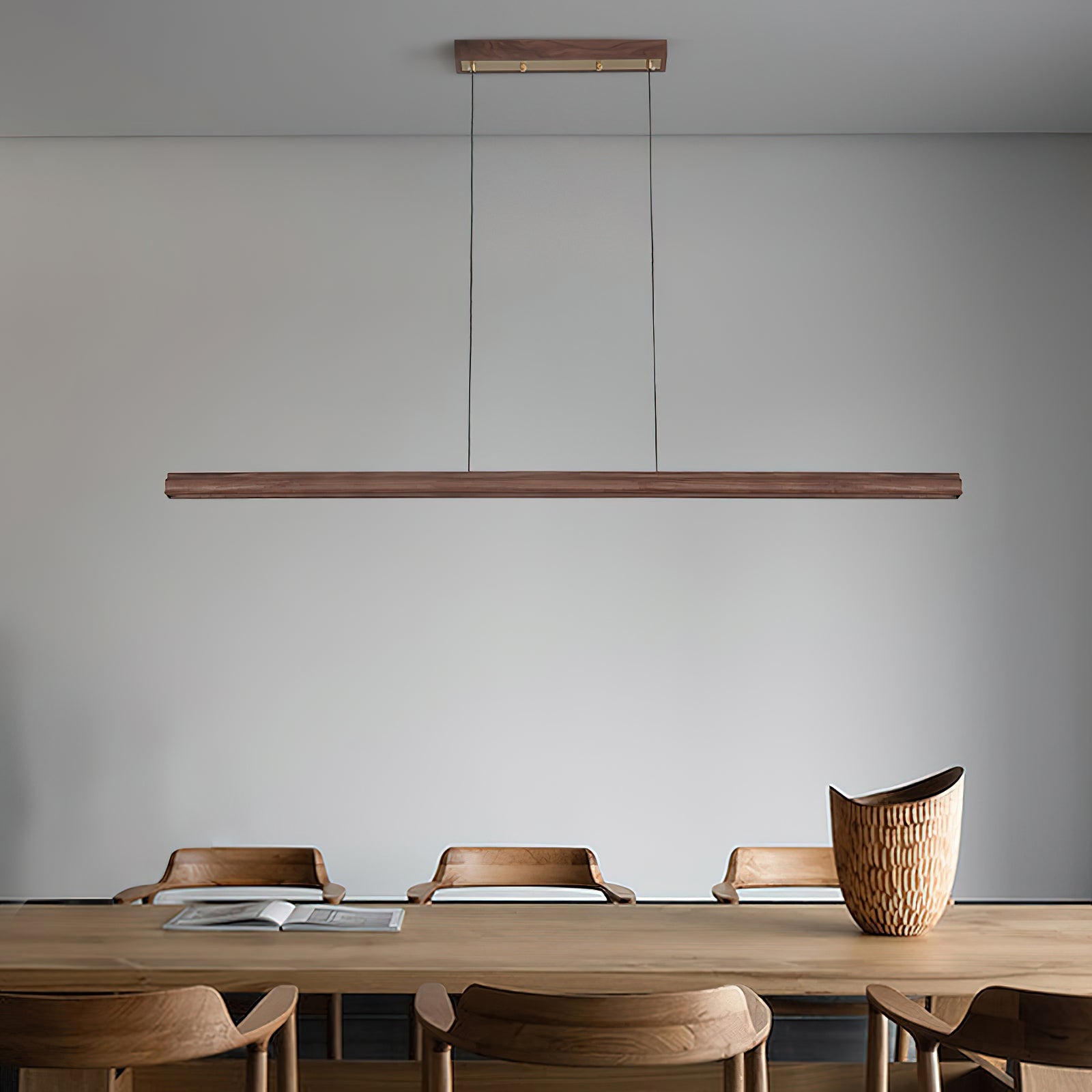 Aimee Cloud Chandelier Wooden Linear Form Minimalist - Letslighting