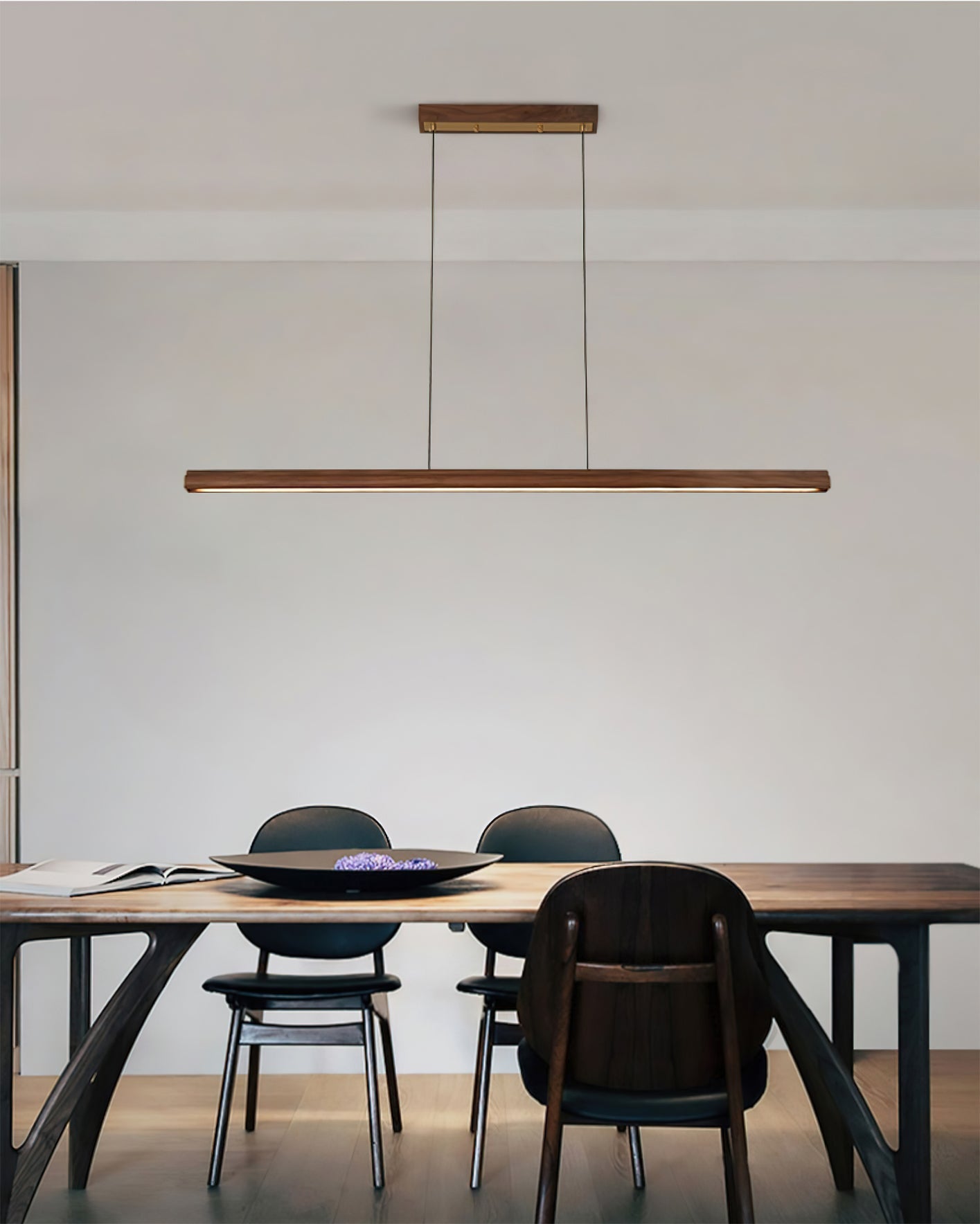 Aimee Cloud Chandelier Wooden Linear Form Minimalist - Letslighting
