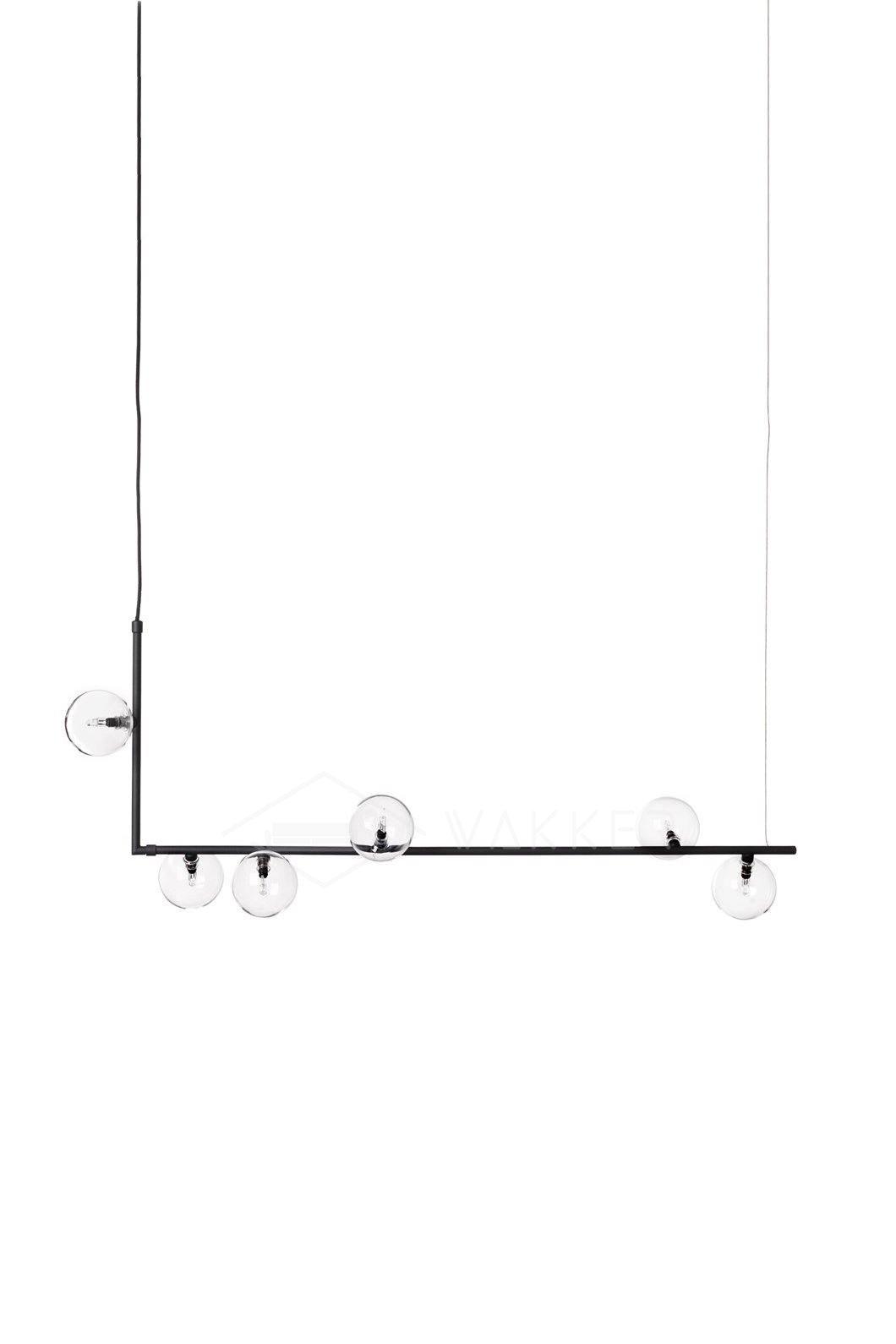 Lustra Chandelier Glass with Black Steel Linear - Letslighting