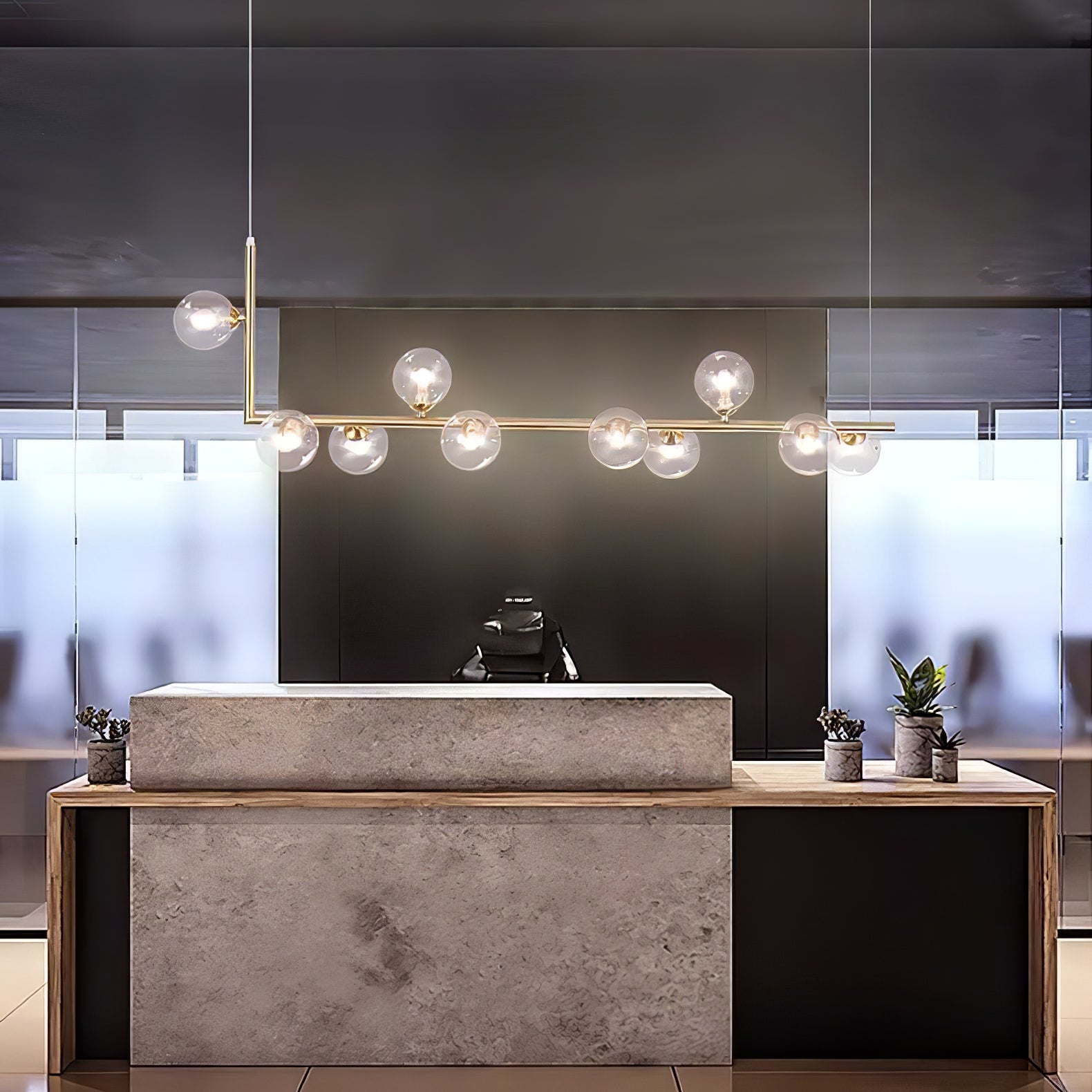 Lustra Chandelier Glass with Black Steel Linear - Letslighting