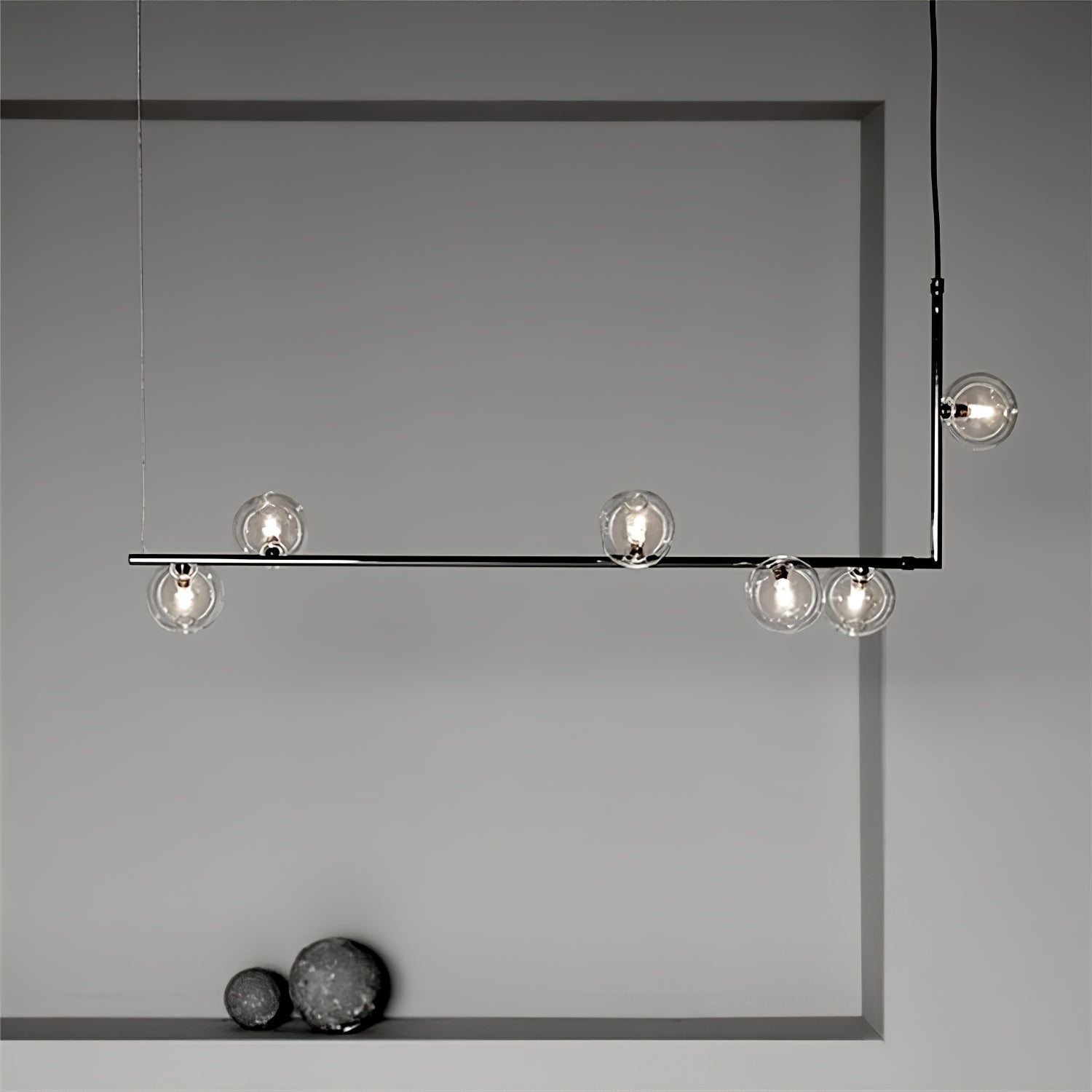 Lustra Chandelier Glass with Black Steel Linear - Letslighting