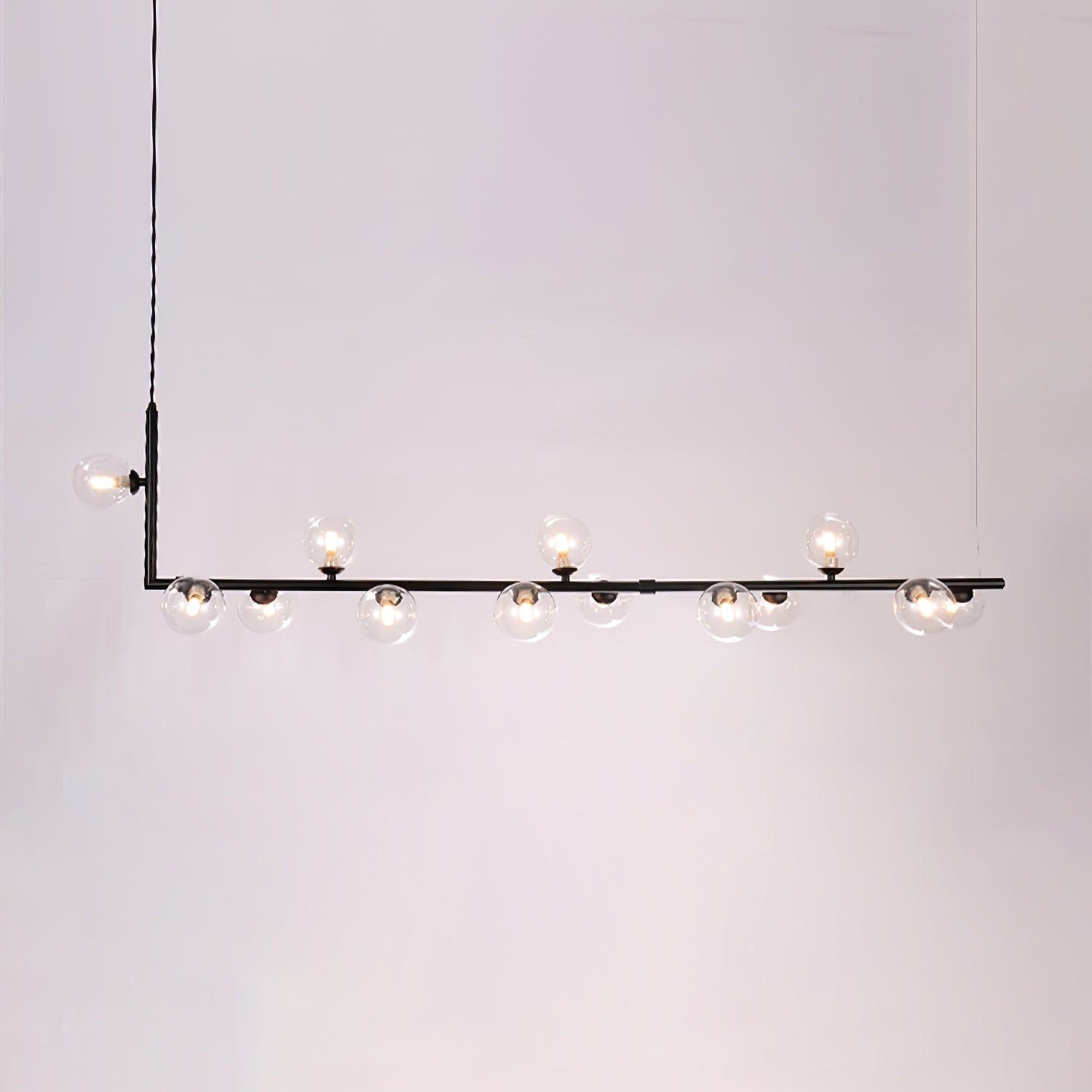 Lustra Chandelier Glass with Black Steel Linear - Letslighting