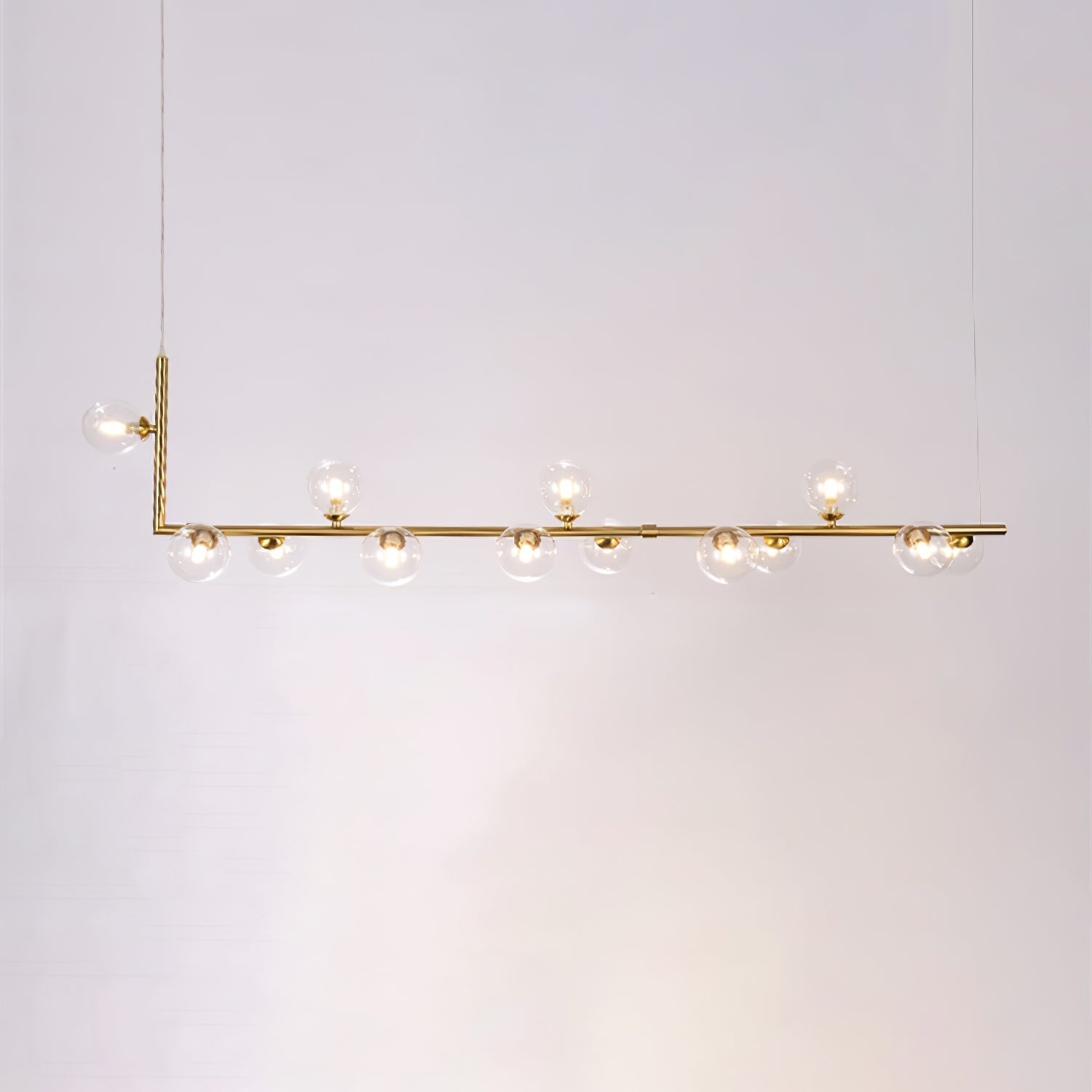 Lustra Chandelier Glass with Black Steel Linear - Letslighting