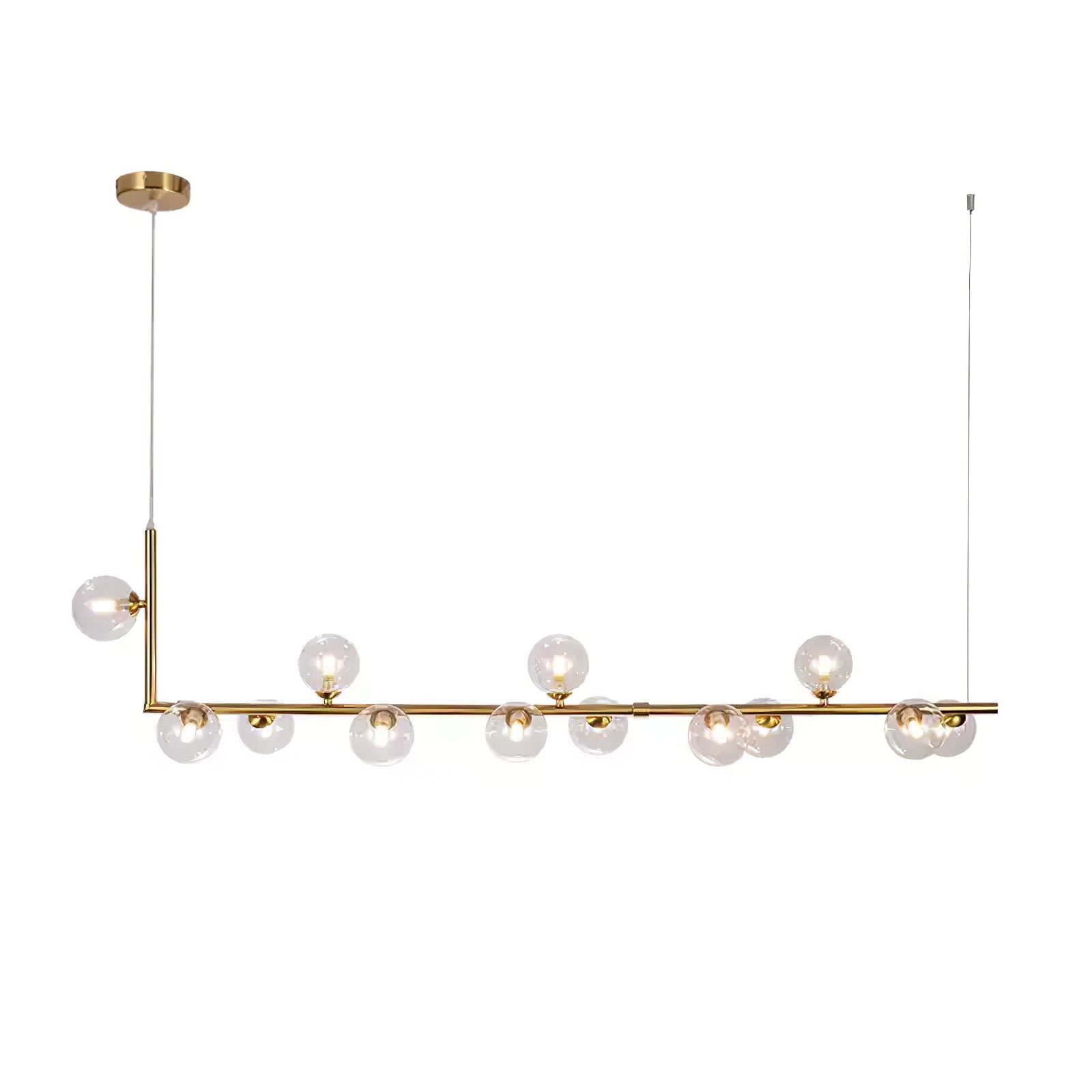 Lustra Chandelier Glass with Black Steel Linear - Letslighting