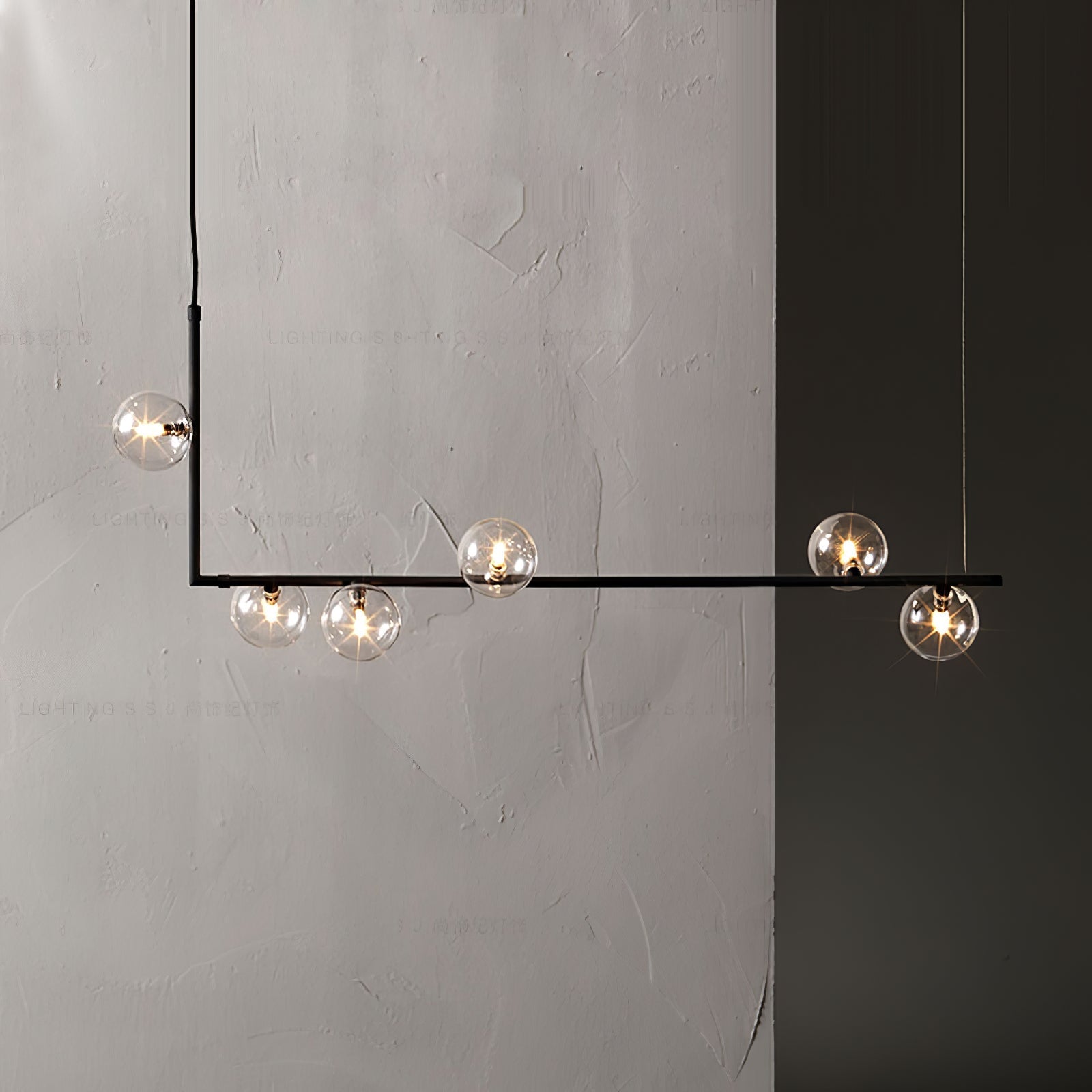 Lustra Chandelier Glass with Black Steel Linear - Letslighting