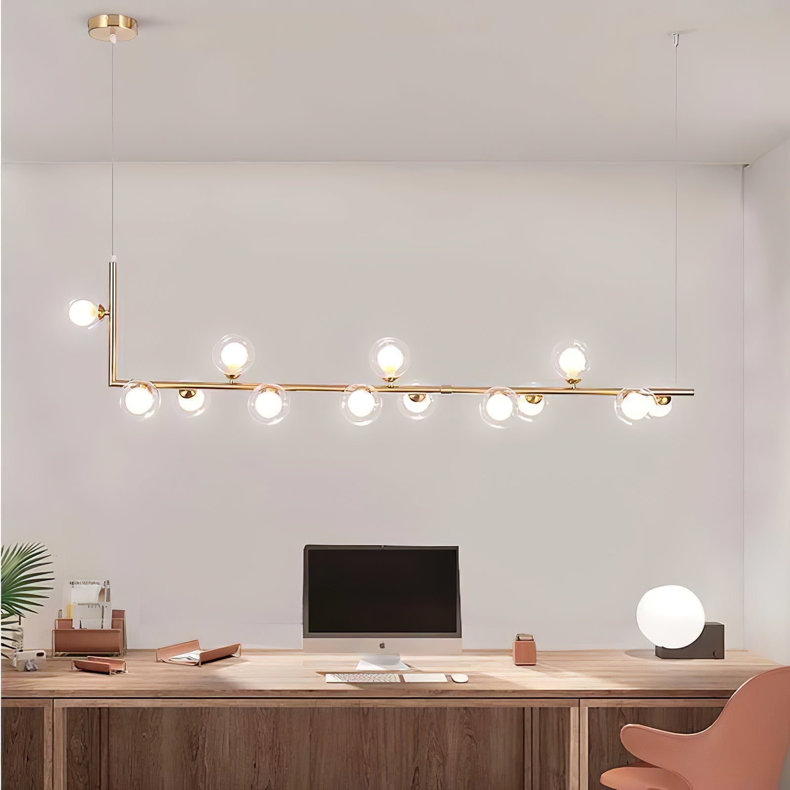 Lustra Chandelier Glass with Black Steel Linear - Letslighting