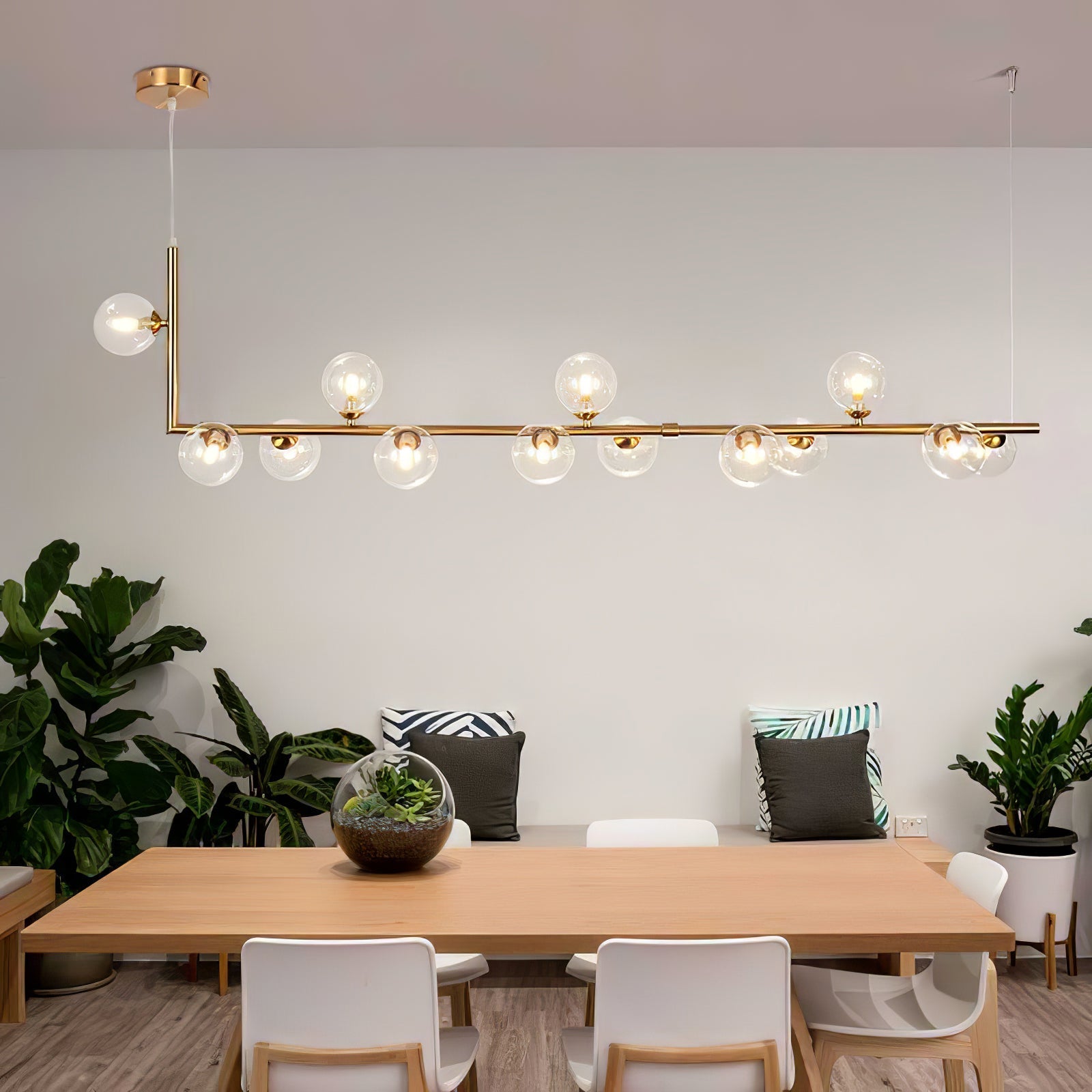 Lustra Chandelier Glass with Black Steel Linear - Letslighting