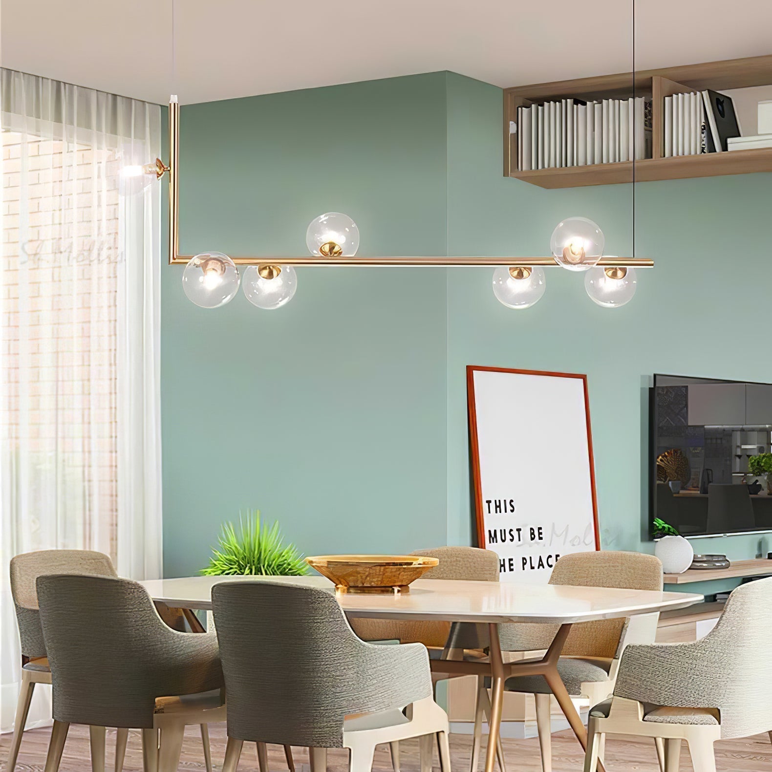 Lustra Chandelier Glass with Black Steel Linear - Letslighting