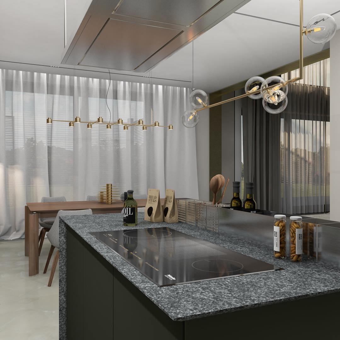 Lustra Chandelier Glass with Black Steel Linear - Letslighting