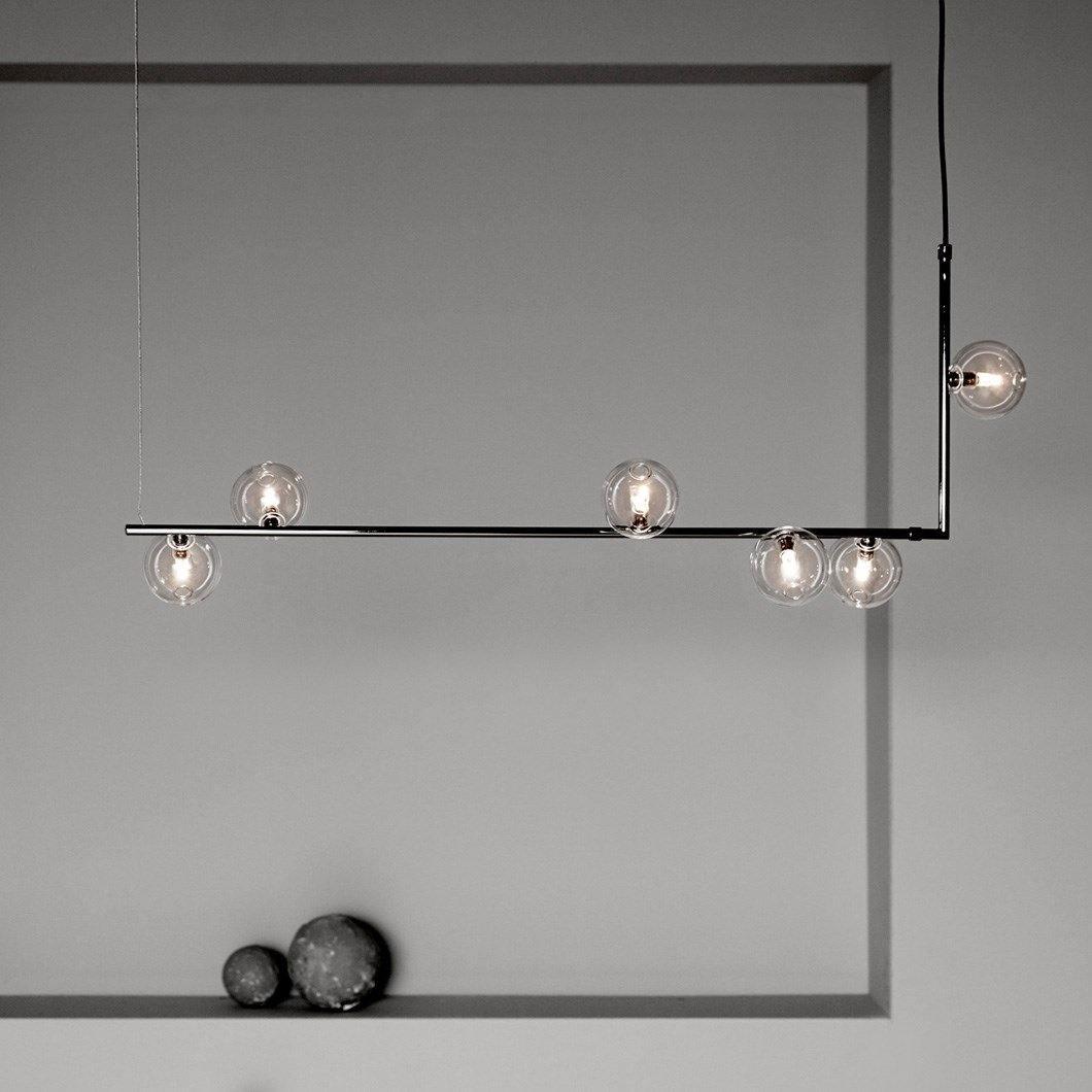 Lustra Chandelier Glass with Black Steel Linear - Letslighting