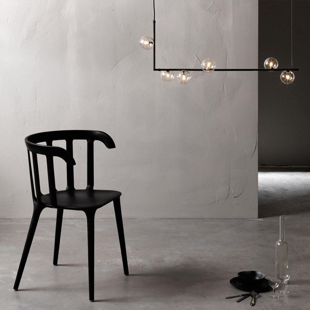 Lustra Chandelier Glass with Black Steel Linear - Letslighting