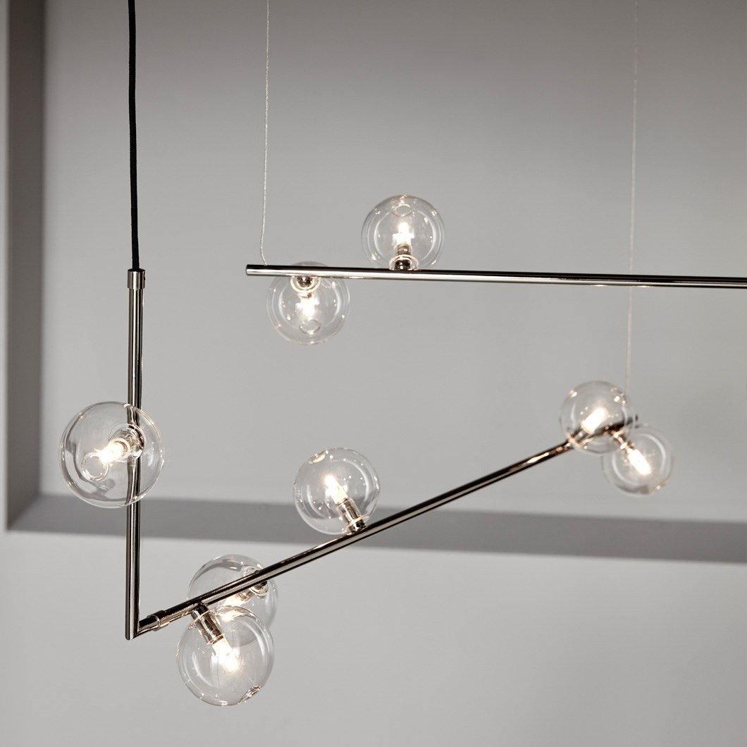 Lustra Chandelier Glass with Black Steel Linear - Letslighting
