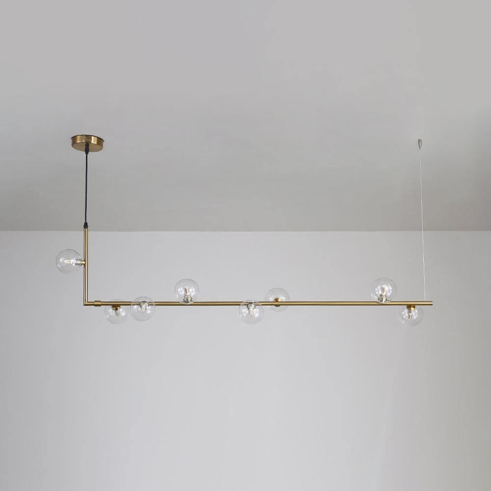 Lustra Chandelier Glass with Black Steel Linear - Letslighting
