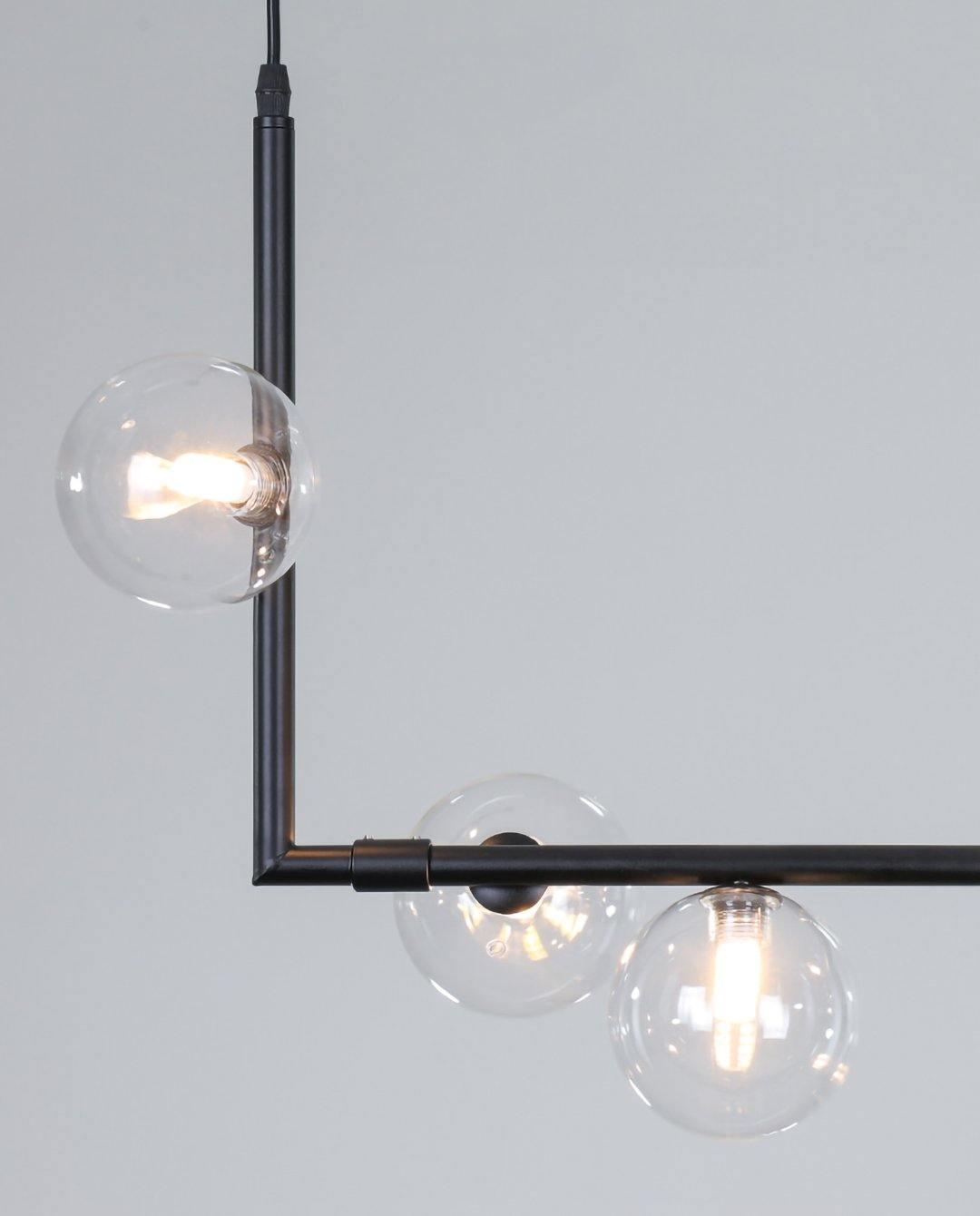 Lustra Chandelier Glass with Black Steel Linear - Letslighting