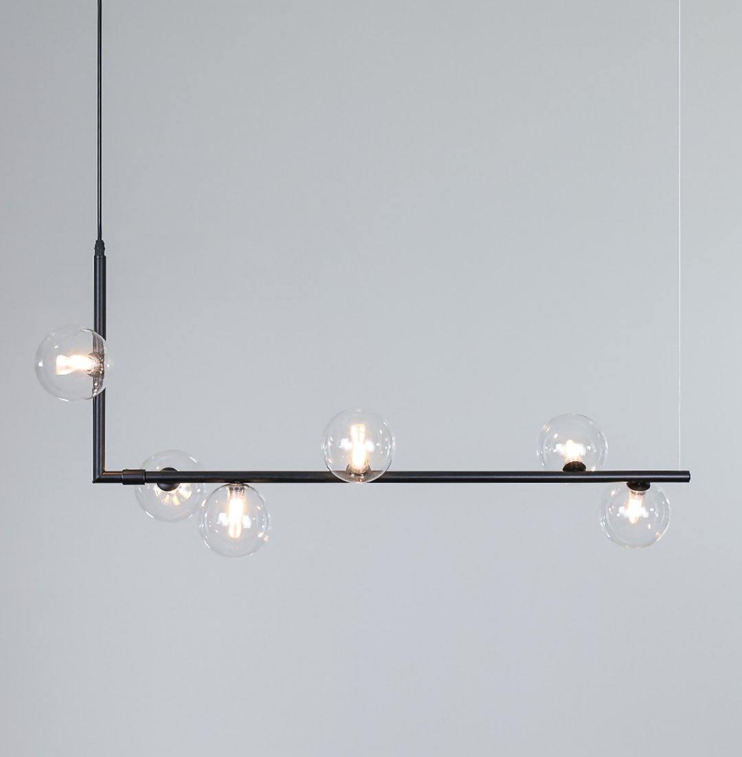 Lustra Chandelier Glass with Black Steel Linear - Letslighting