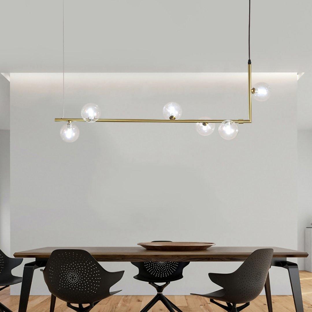Lustra Chandelier Glass with Black Steel Linear - Letslighting
