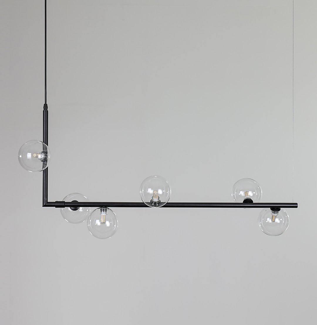 Lustra Chandelier Glass with Black Steel Linear - Letslighting