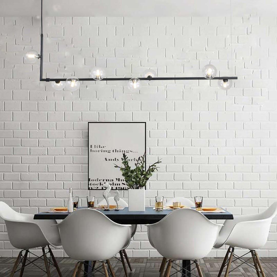 Lustra Chandelier Glass with Black Steel Linear - Letslighting