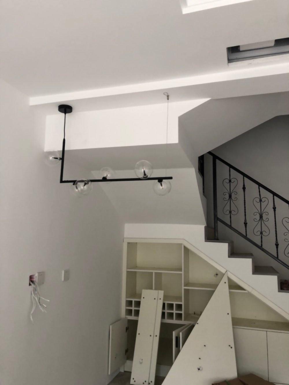 Lustra Chandelier Glass with Black Steel Linear - Letslighting