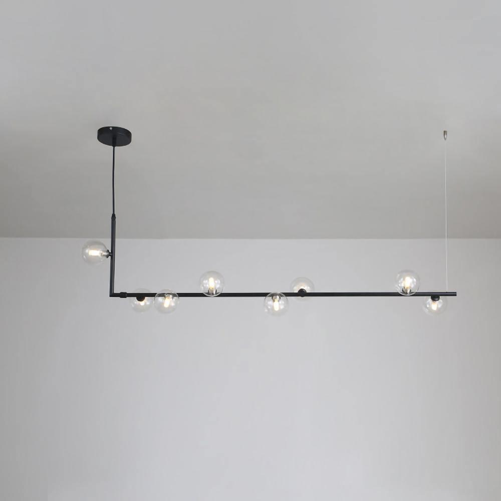 Lustra Chandelier Glass with Black Steel Linear - Letslighting