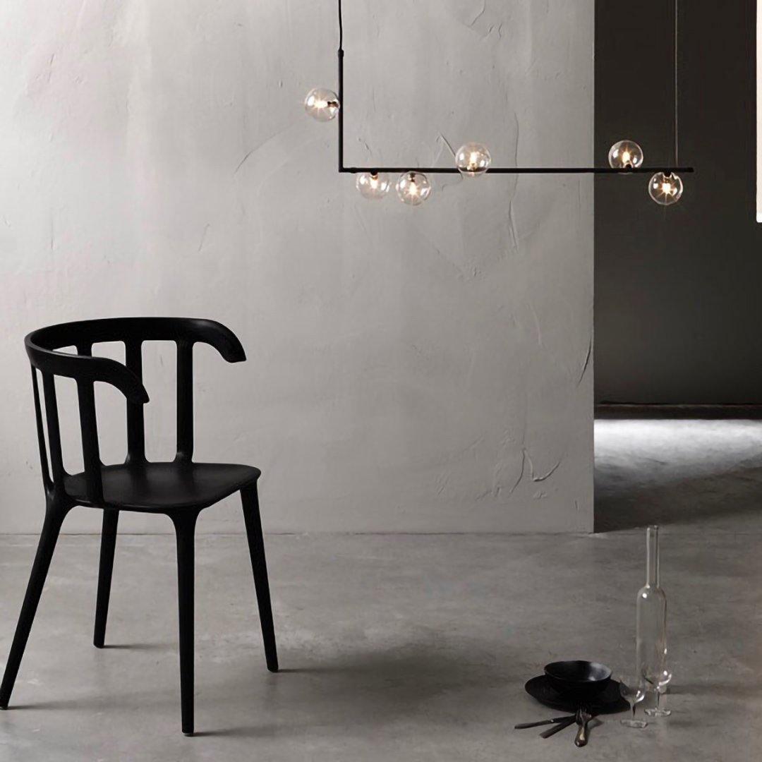 Lustra Chandelier Glass with Black Steel Linear - Letslighting