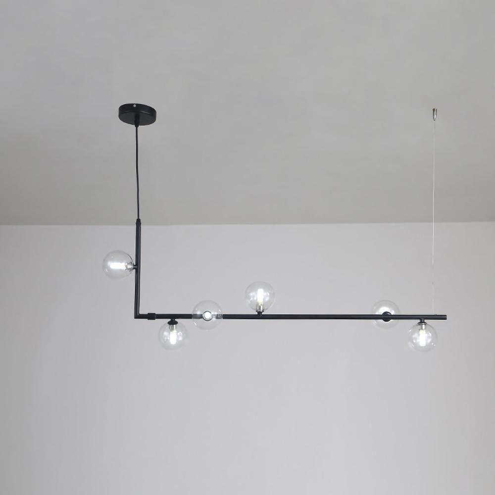 Lustra Chandelier Glass with Black Steel Linear - Letslighting