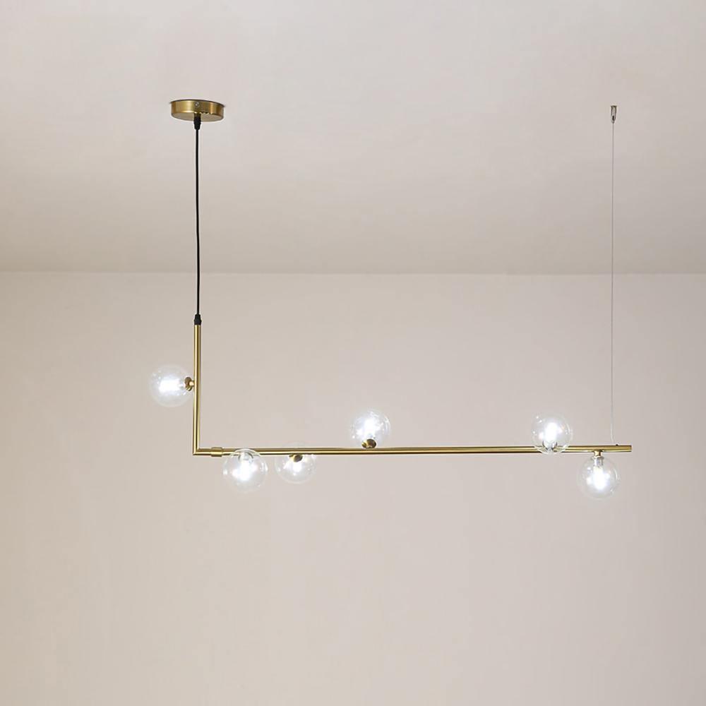 Lustra Chandelier Glass with Black Steel Linear - Letslighting