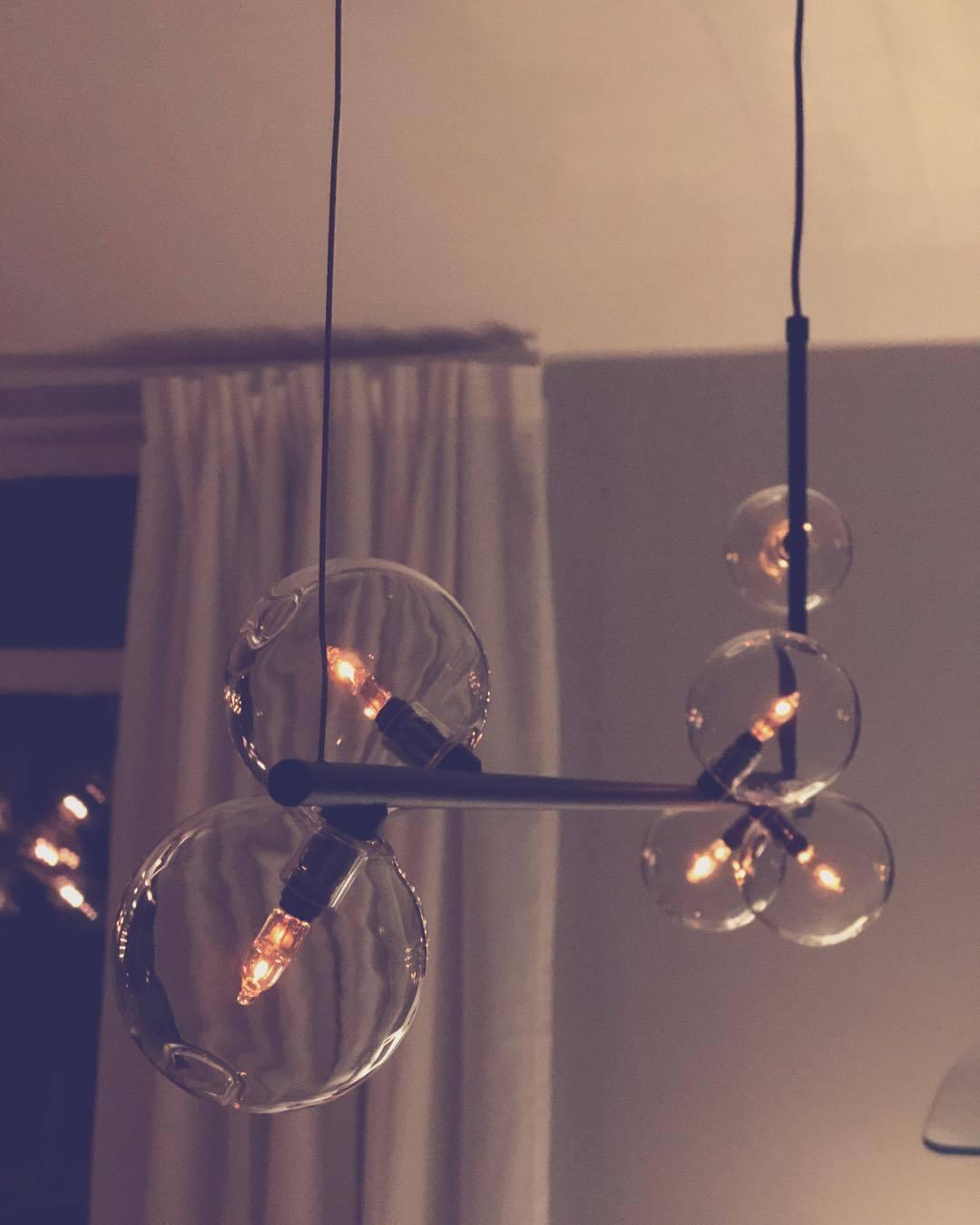 Lustra Chandelier Glass with Black Steel Linear - Letslighting