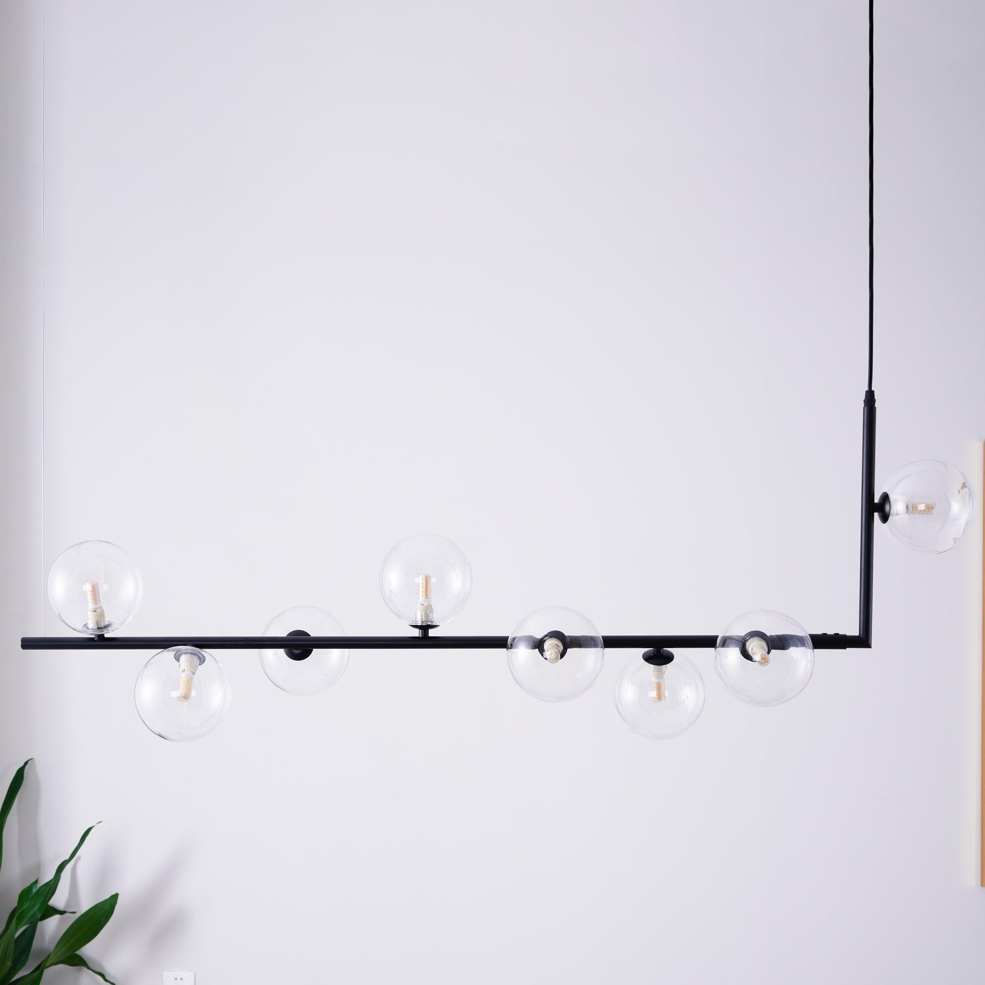 Lustra Chandelier Glass with Black Steel Linear - Letslighting