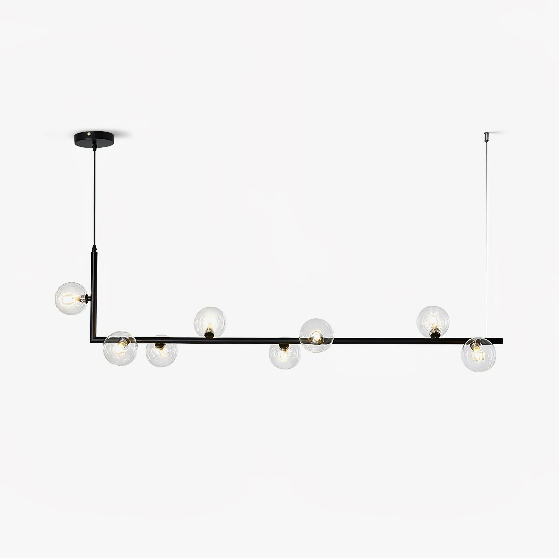 Lustra Chandelier Glass with Black Steel Linear - Letslighting