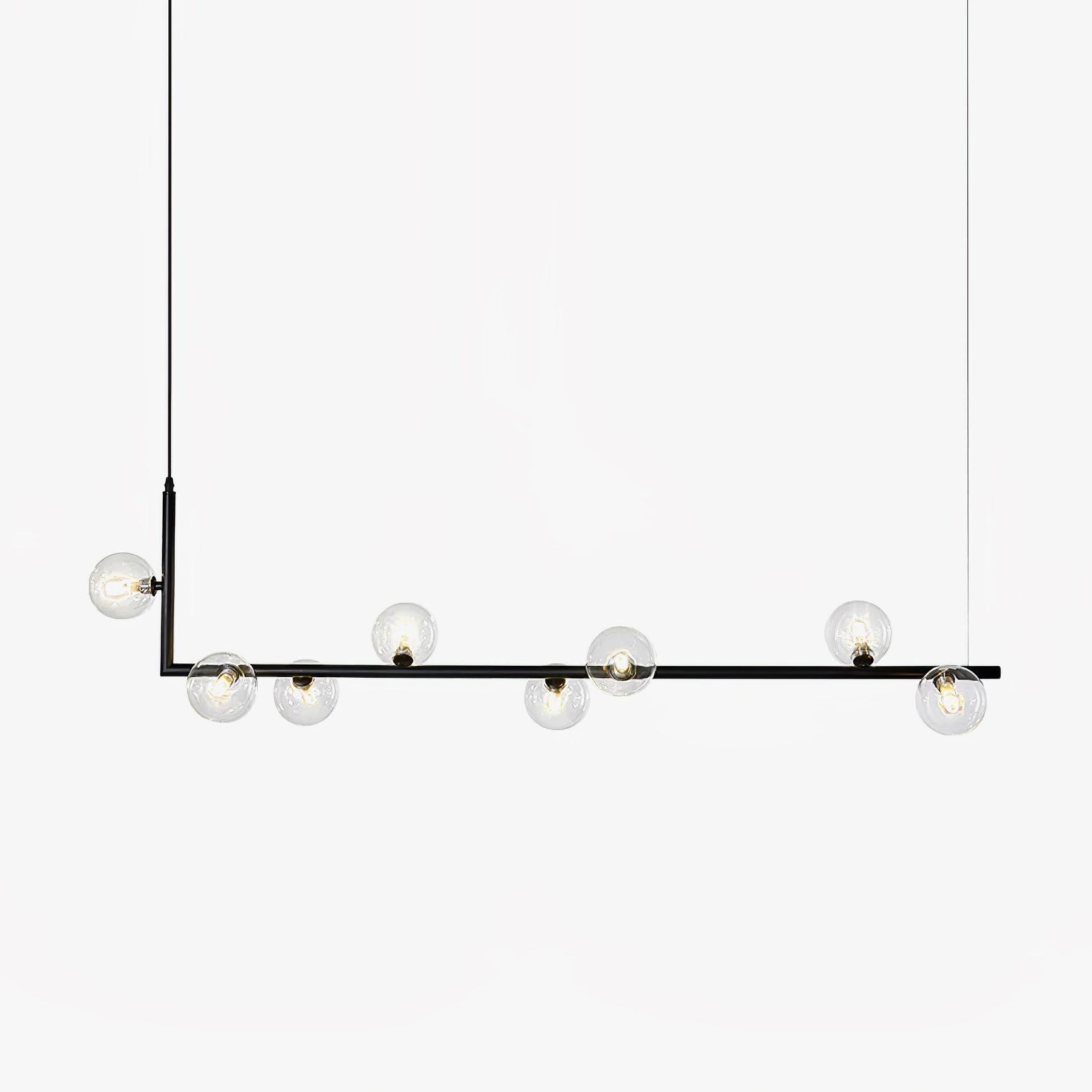 Lustra Chandelier Glass with Black Steel Linear - Letslighting