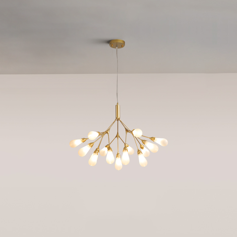 Aiwen Chandelier Branching Form With Smoke Glass Shades - Letslighting