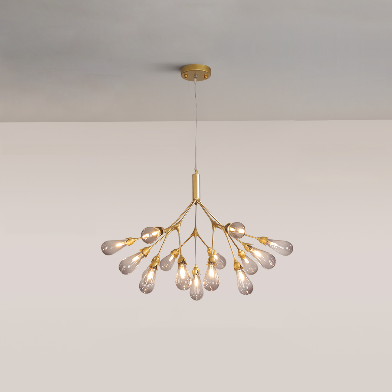 Aiwen Chandelier Branching Form With Smoke Glass Shades - Letslighting