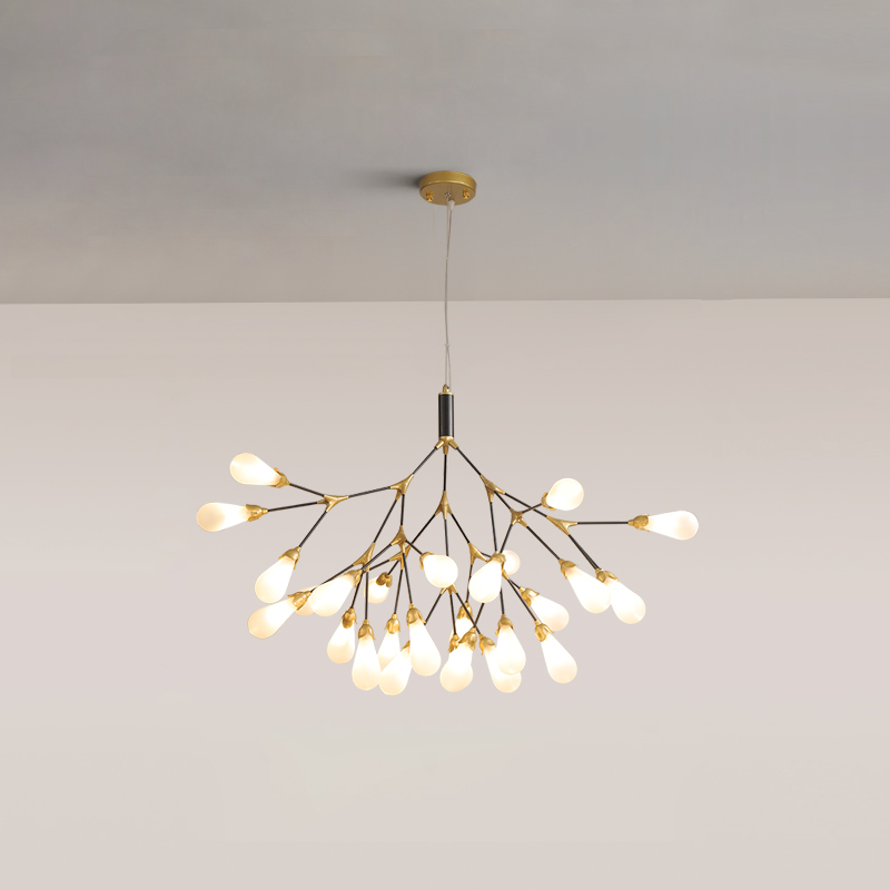 Aiwen Chandelier Branching Form With Smoke Glass Shades - Letslighting