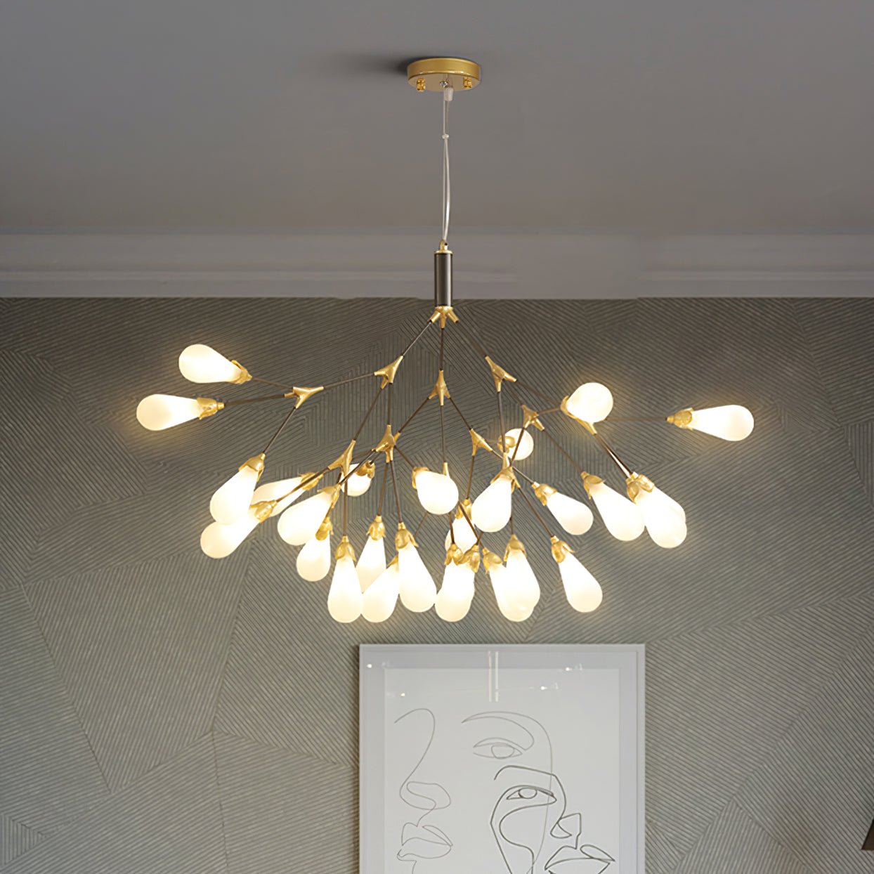 Aiwen Chandelier Branching Form With Smoke Glass Shades - Letslighting