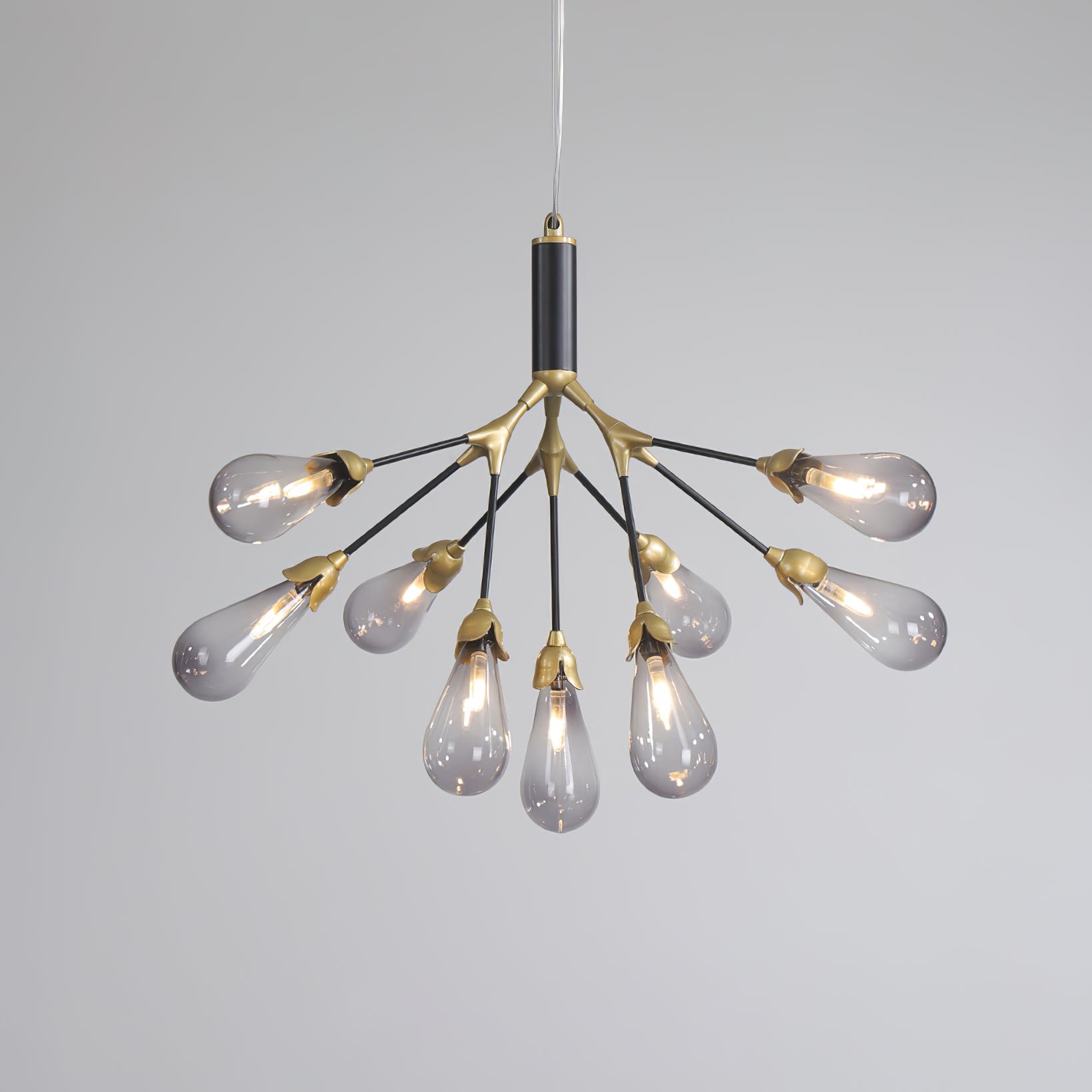 Aiwen Chandelier Branching Form With Smoke Glass Shades - Letslighting