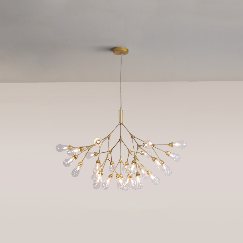 Aiwen Chandelier Branching Form With Smoke Glass Shades - Letslighting